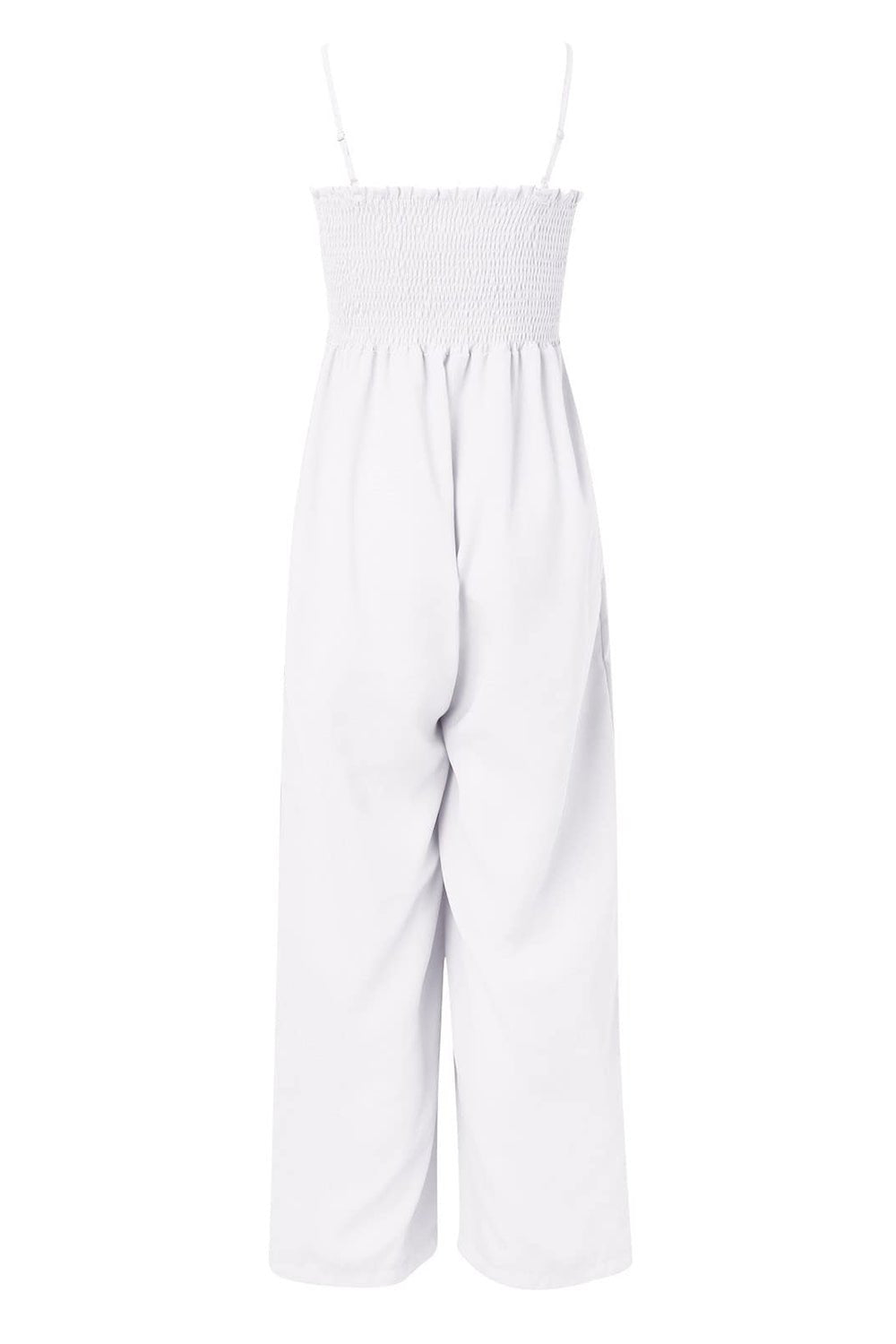 Smocked Spaghetti Strap Wide Leg Jumpsuit - Angel Body