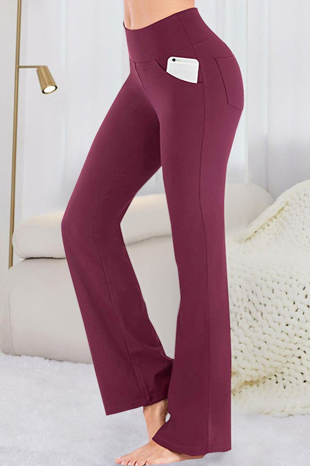 Pocketed High Waist Active Pants - Angel Body