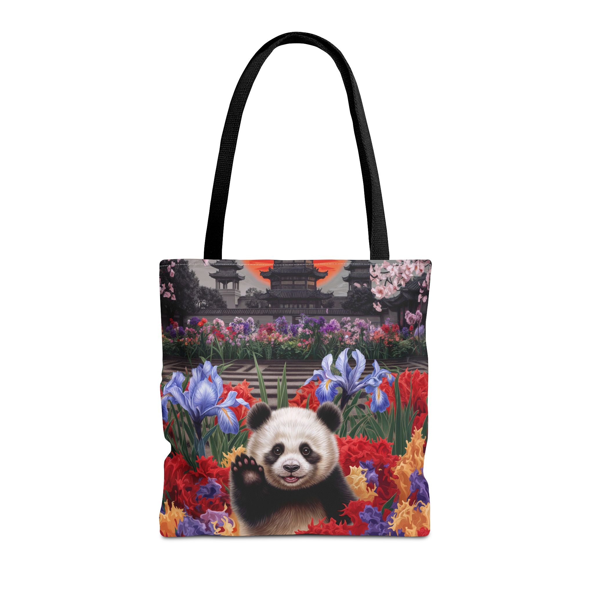 Whimsical Panda Floral Tote Bag - Cute and Colorful Design for Nature Lovers