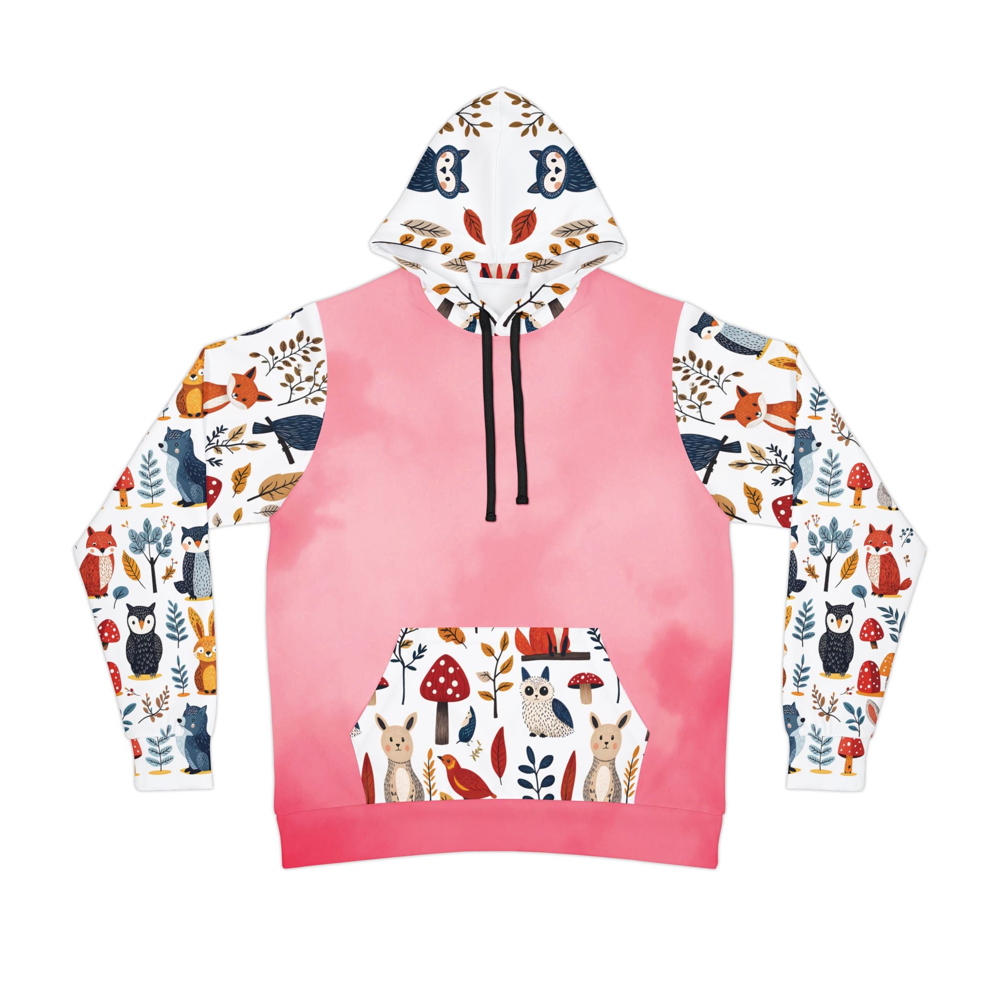 Whimsical Forest Animals Athletic Hoodie for Nature Lovers - Exclusive Design by Angel Body