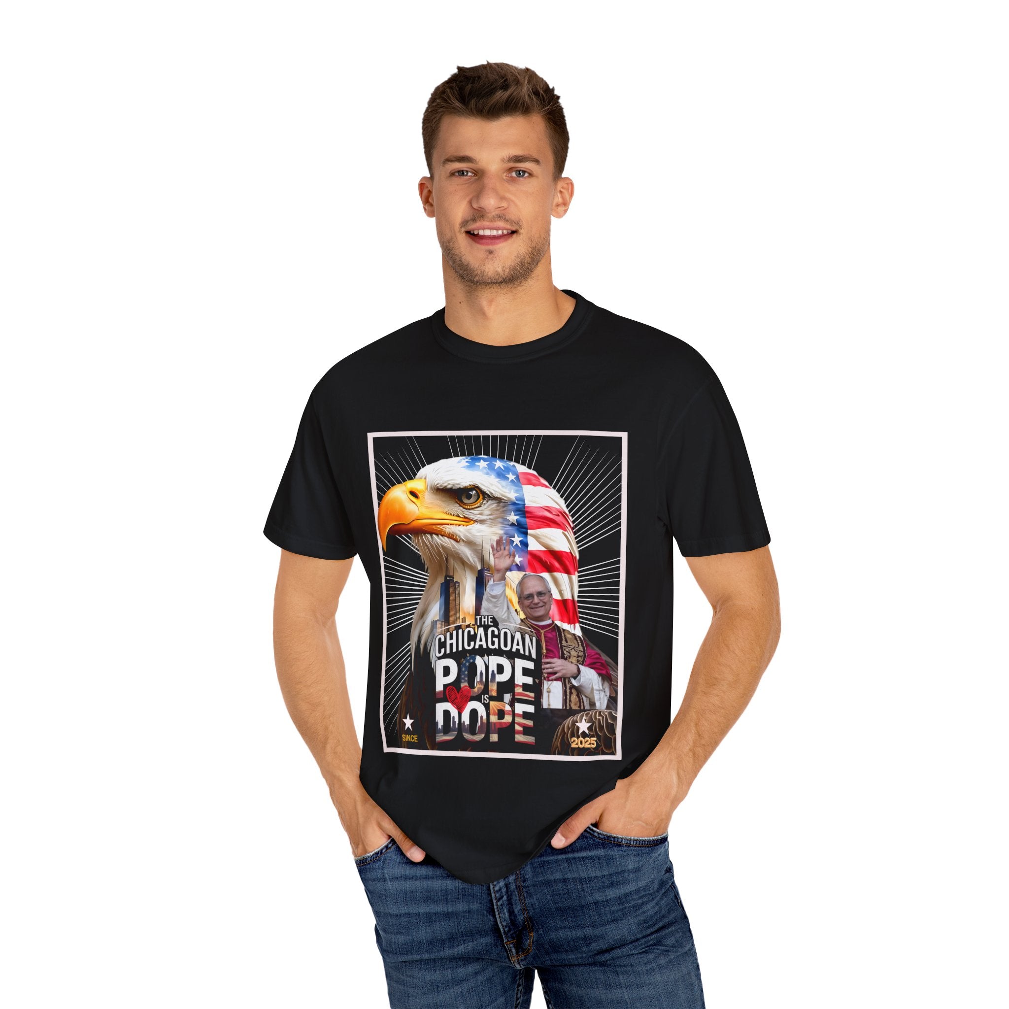 Patriotic Eagle Graphic Unisex T-Shirt - Chicago 2025 - Angel Body