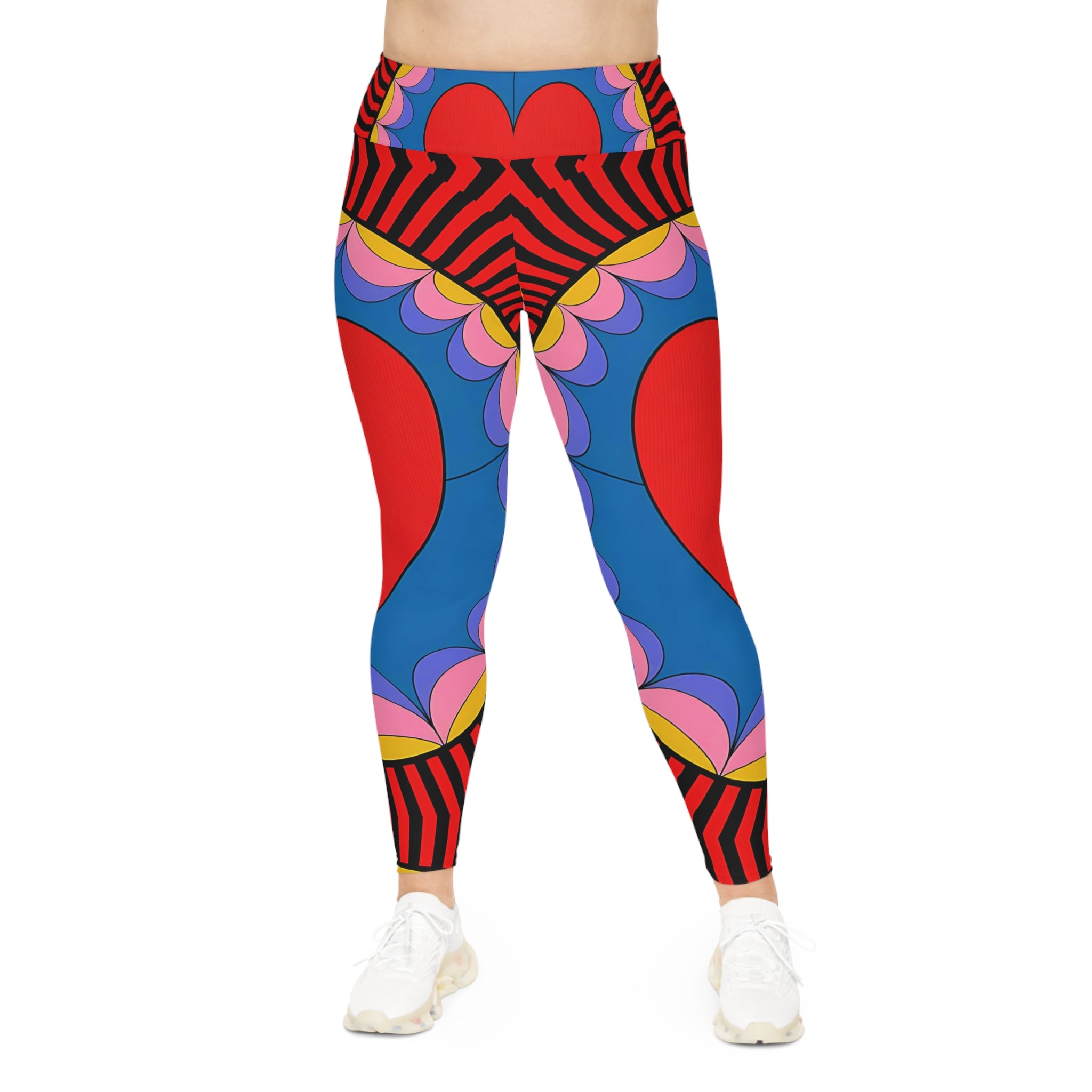 New Custom design Heart Print Plus Size Leggings - Stylish & Comfortable Activewear