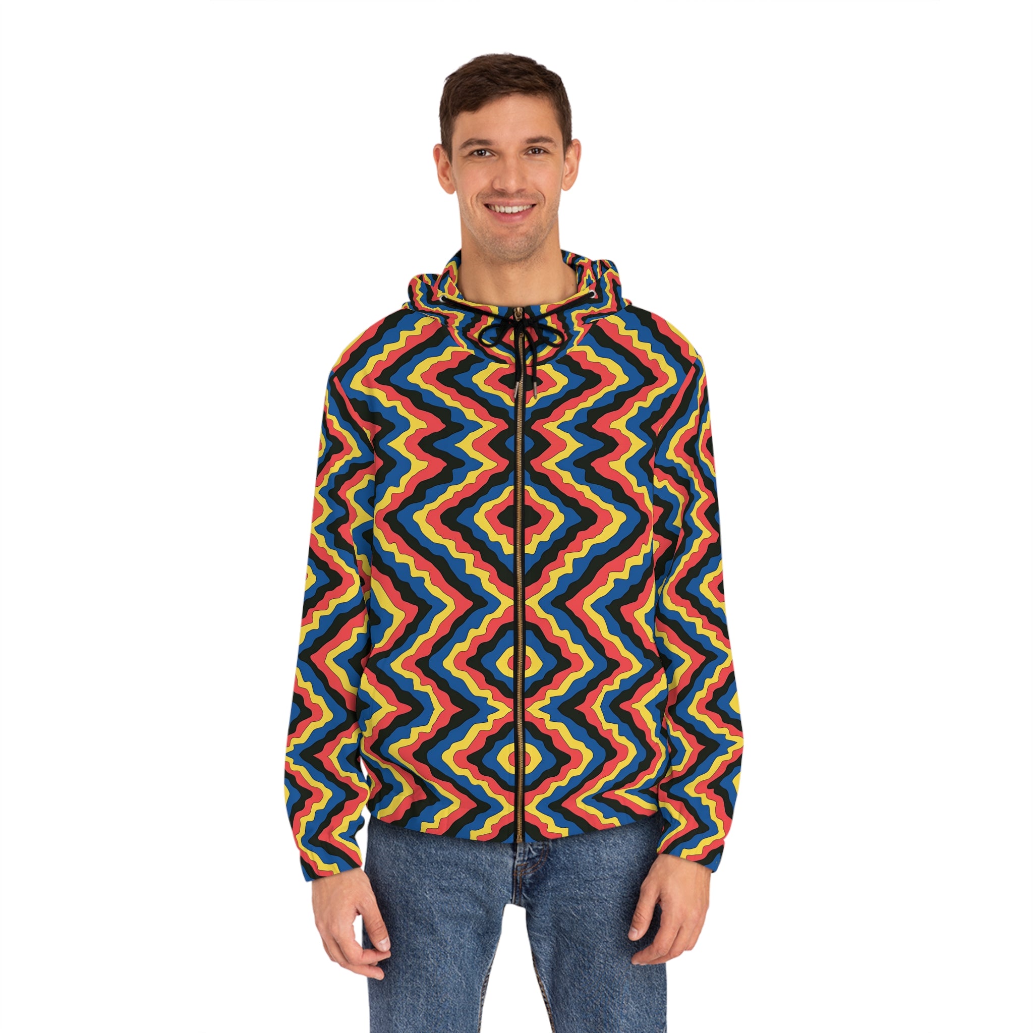 A New look! Colorful Zigzag Full-Zip Hoodie for men.You are going to look and feel pretty Amazing wearing this one. Its Fire!