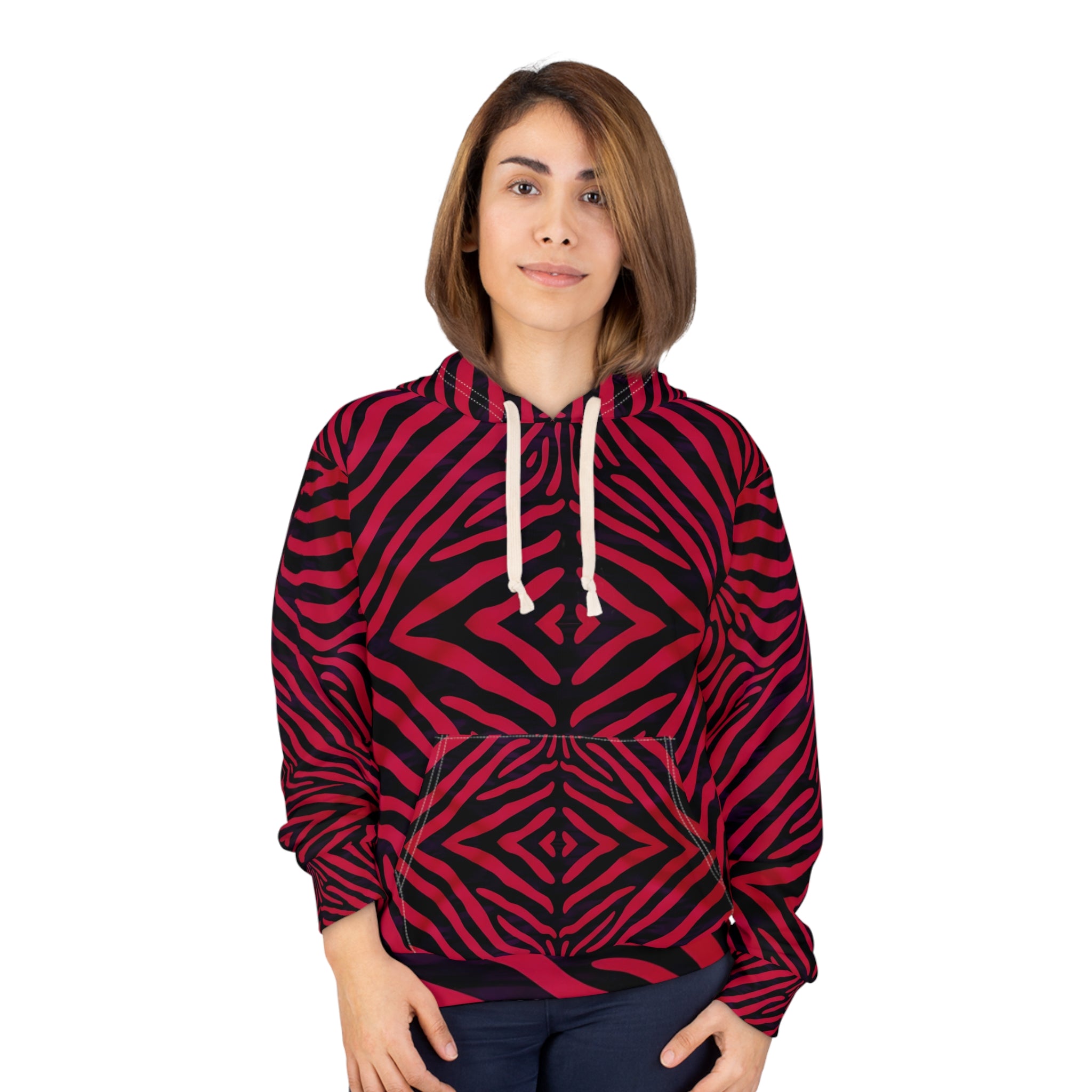 Red Zebra Print Hoodie - Stylish and Comfortable Unisex Pullover - Angel Body