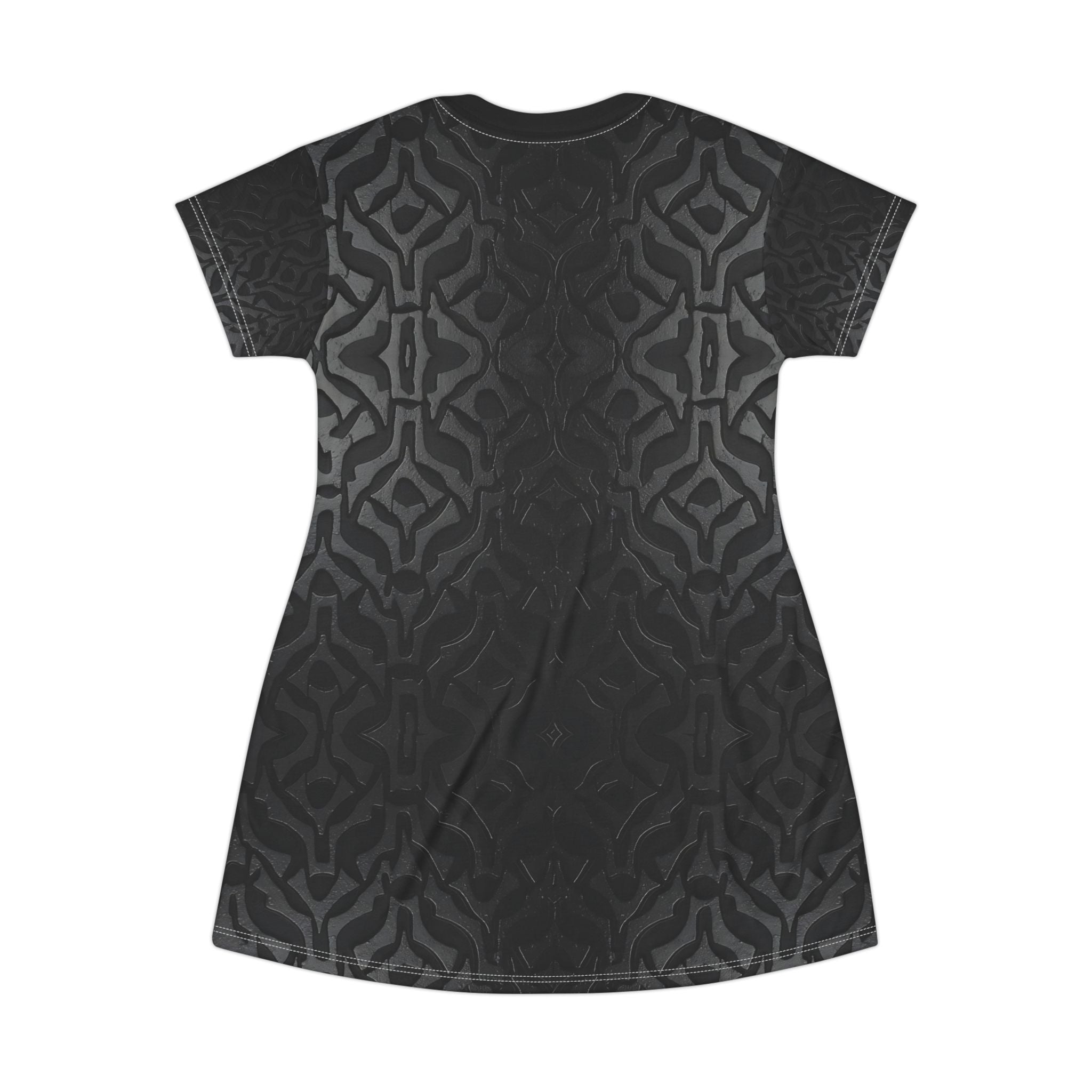 Stylish Black Pattern T-Shirt Dress - Comfort & Chic for Casual Outings