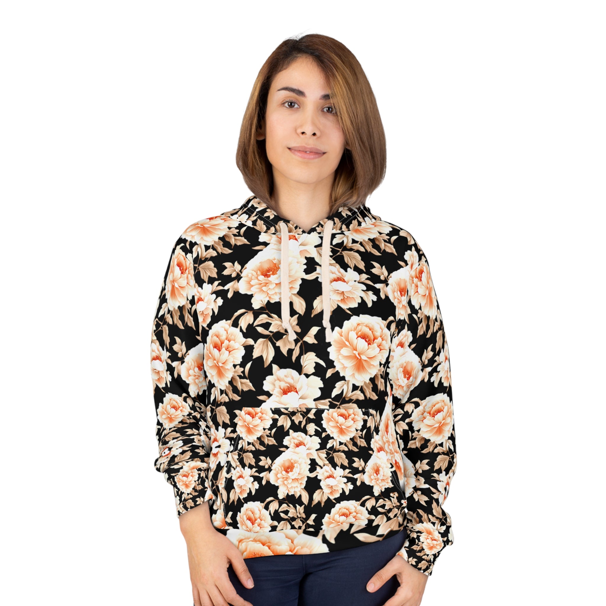 Floral Print Unisex Pullover Hoodie - Cozy & Stylish for Any Season