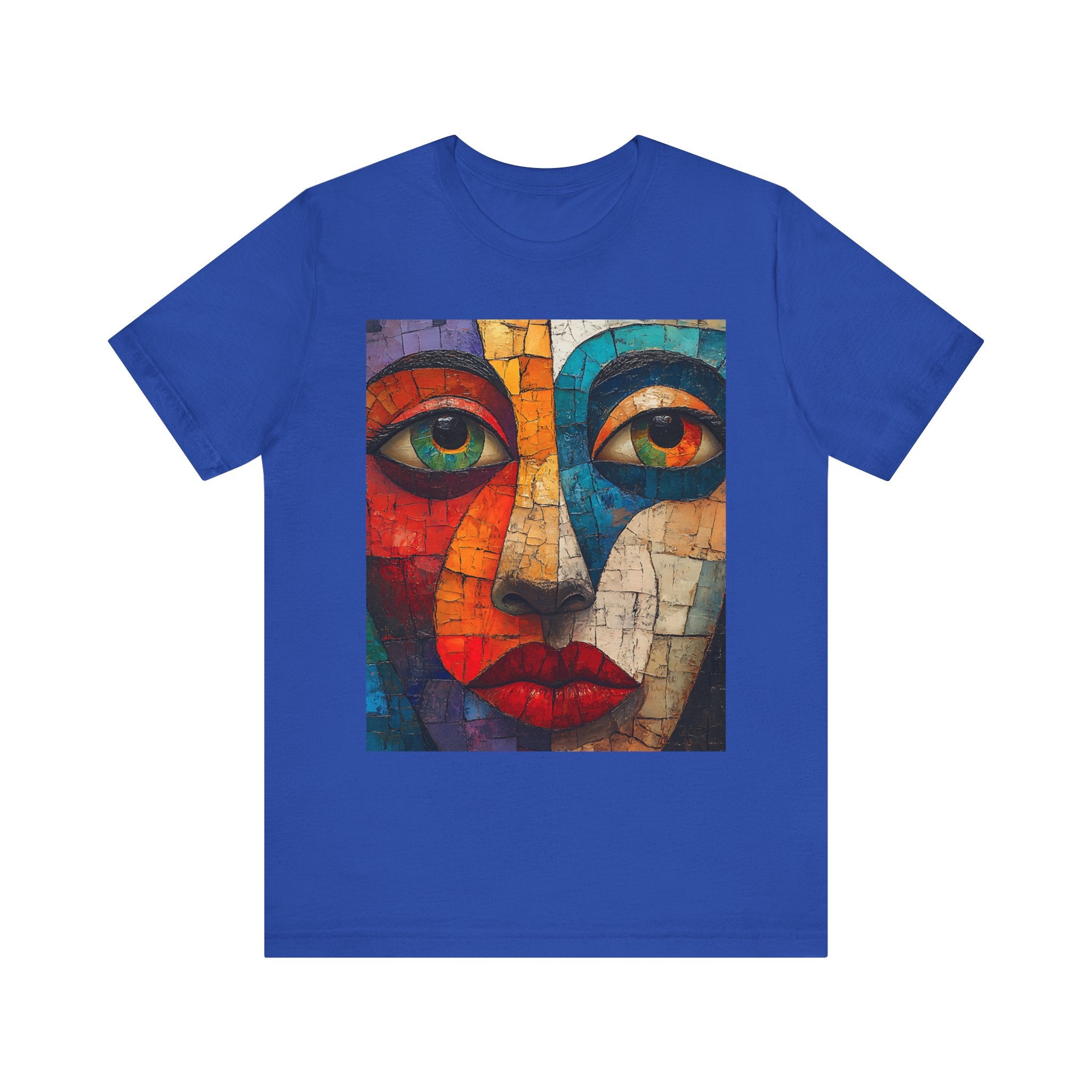 Artistic Unisex Jersey Tee - Fun wearable Art Colorful Face Design