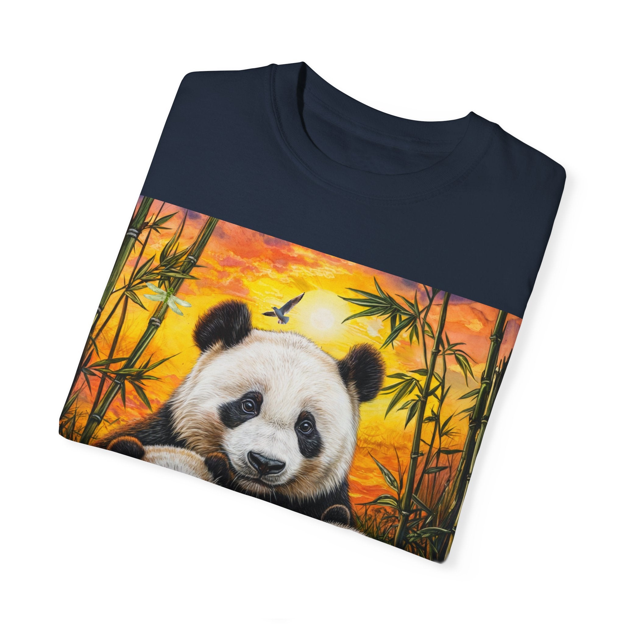 Cute Panda Family Unisex Garment-Dyed T-shirt - Perfect for Animal Lovers