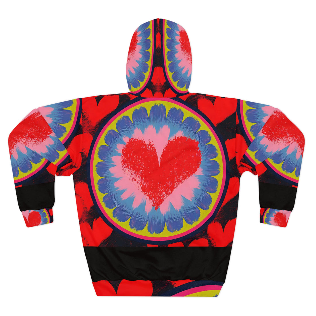 Colorful Heart Pattern Unisex Pullover Hoodie | Cozy Style for Valentine&