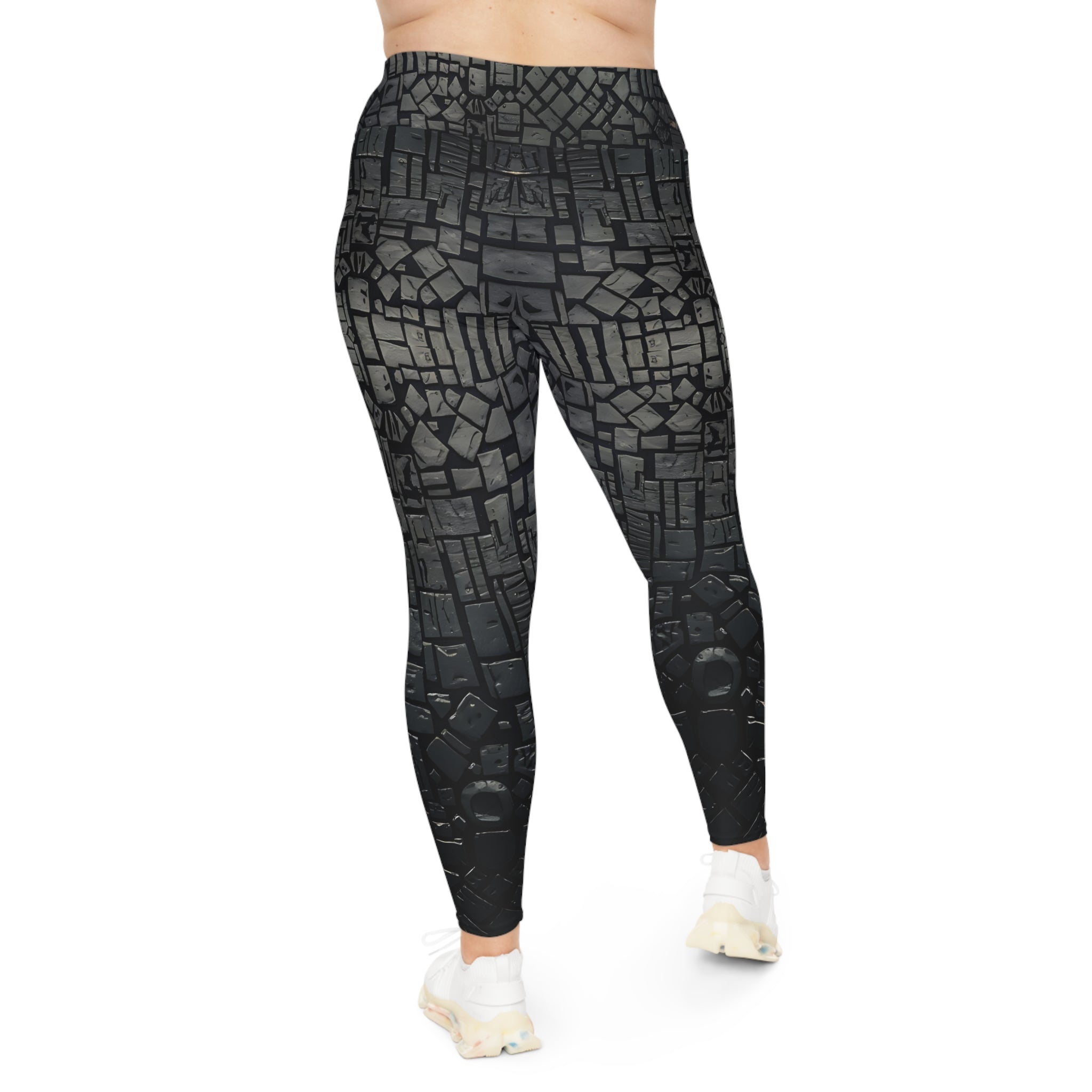 New Custom design Black and grey Plus Size Leggings - Fun Angel Body Modern Urban Design