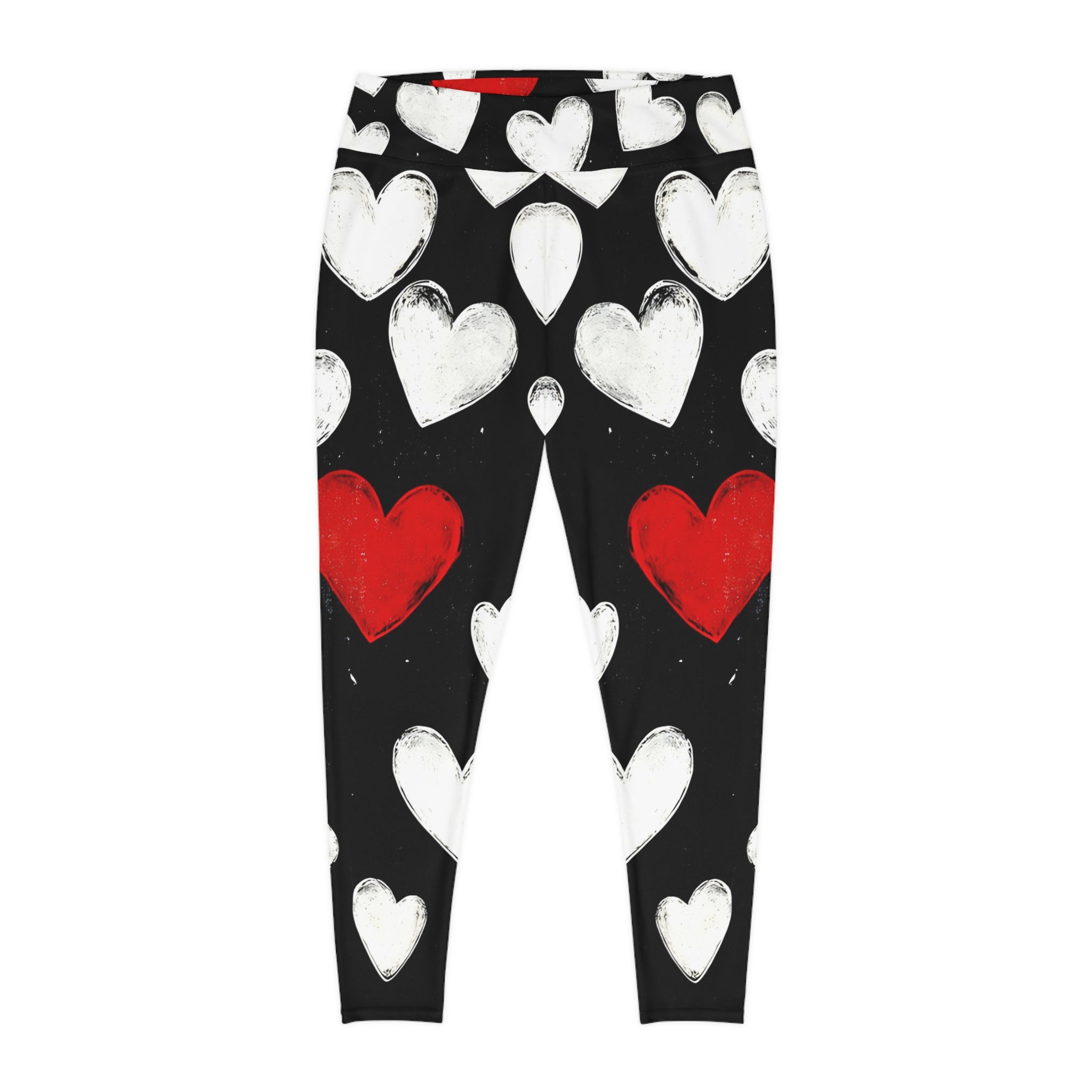 Plus Size Heart Print Leggings - Stylish and Comfortable for Everyday Wear