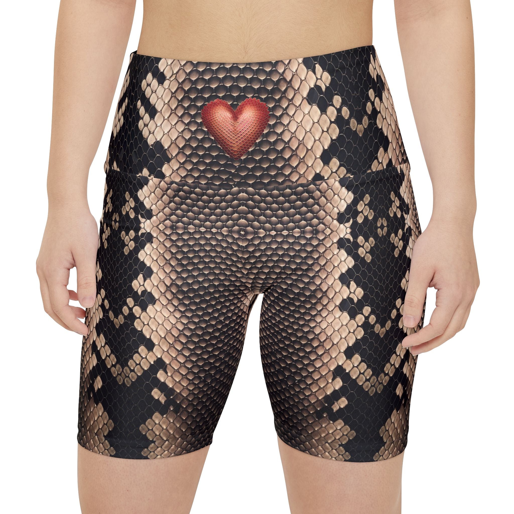 Heart Snake Print Women's Workout Shorts | Stylish Activewear for Fitness Lovers