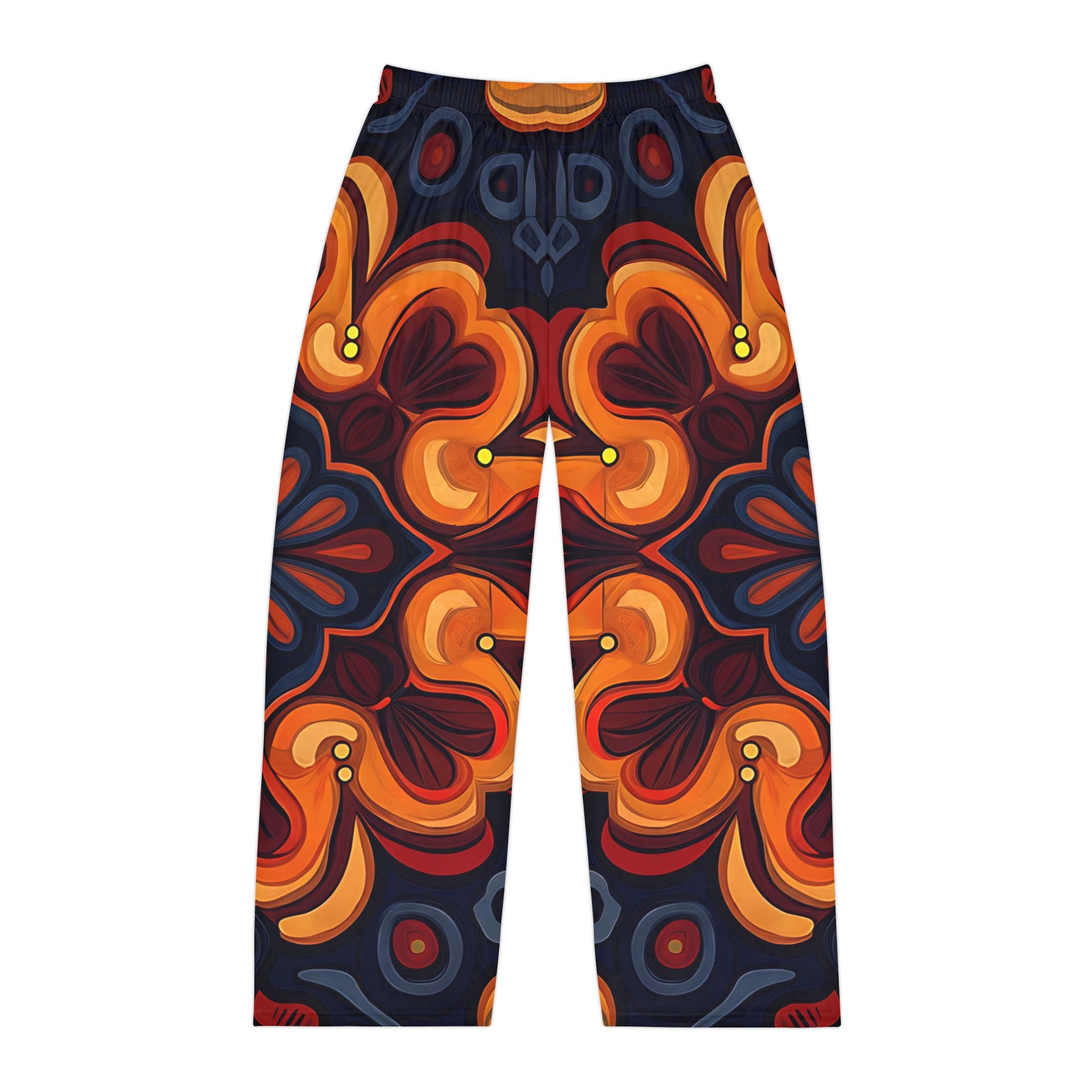 Men's Lounging Pajama Pants - Colorful Retro Floral Design for Cozy Nights