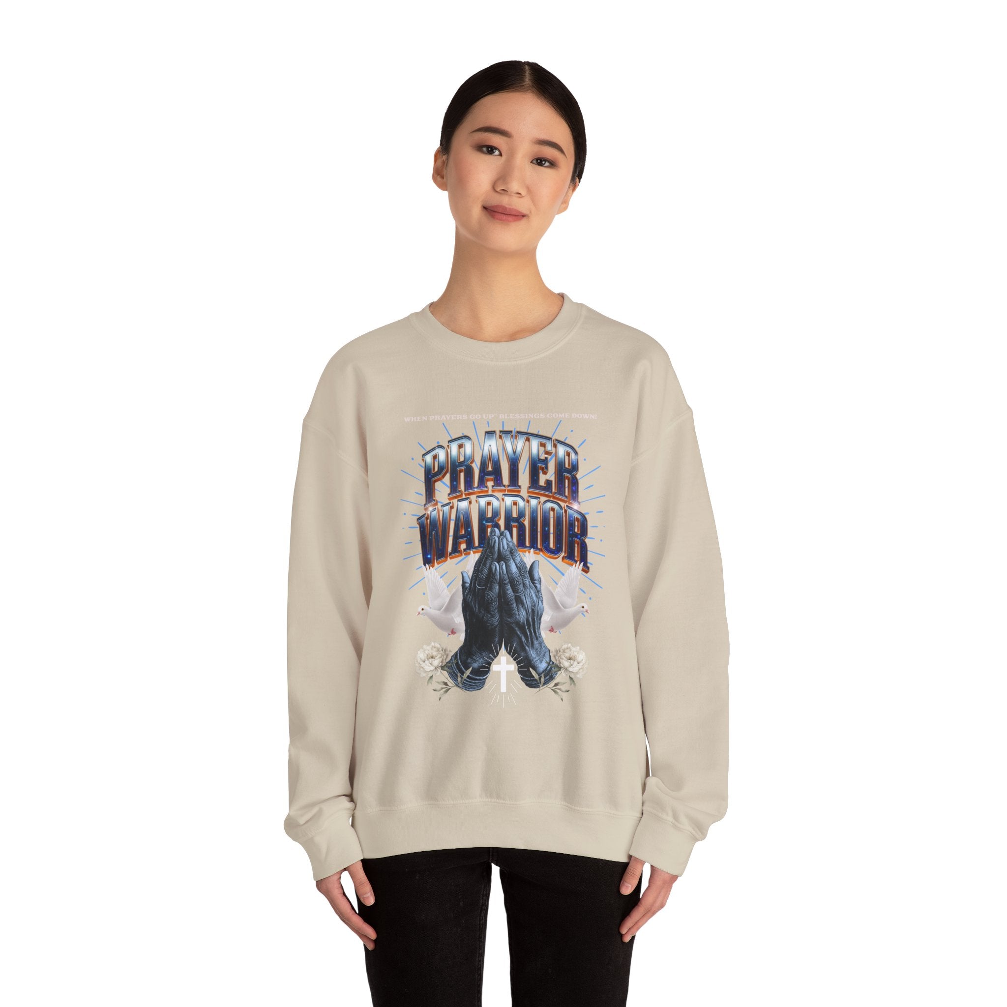 Prayer Warrior Crewneck Sweatshirt - Unisex Heavy Blend™ - Faith-Inspired Apparel