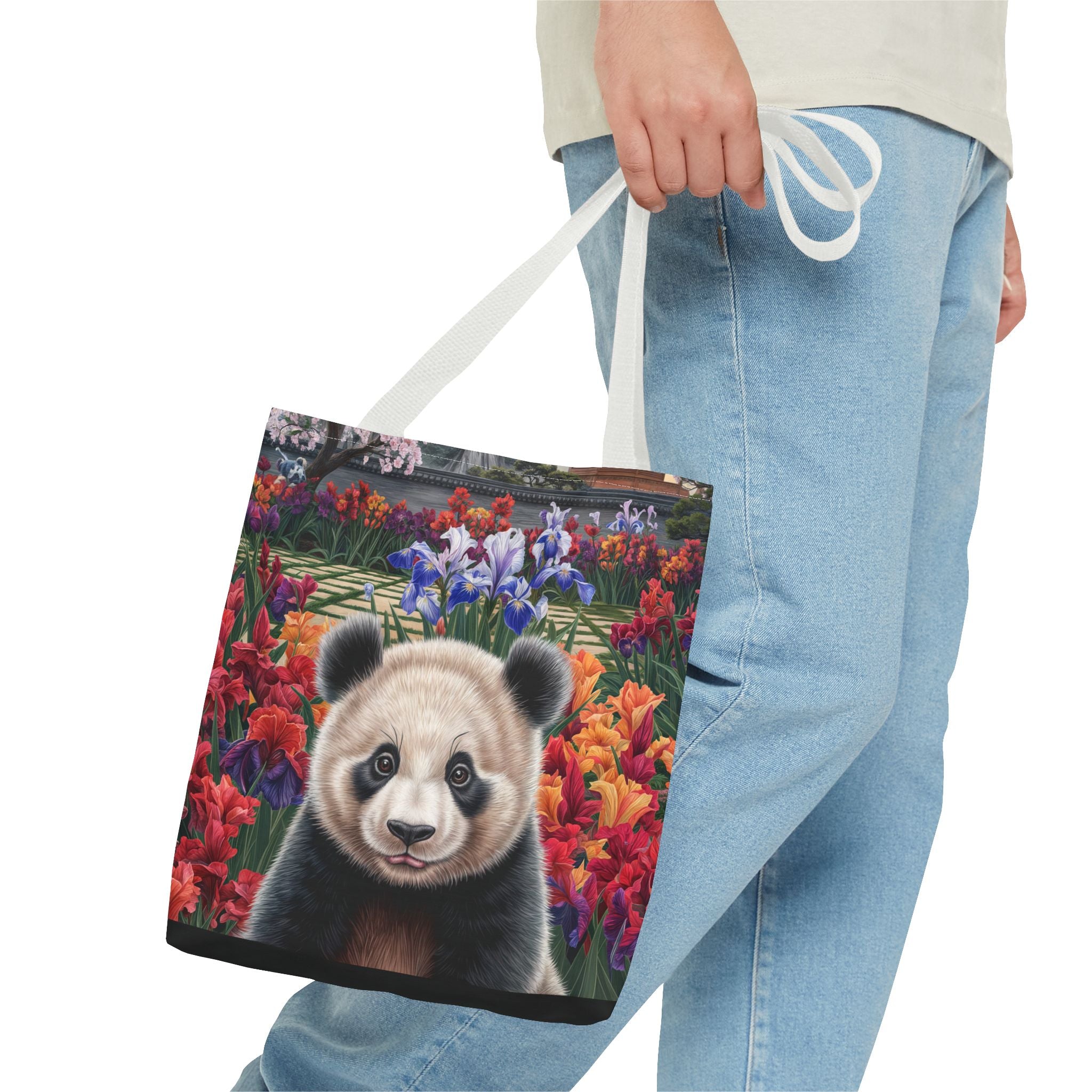 Adorable Panda Tote Bag - Floral Design for Animal Lovers