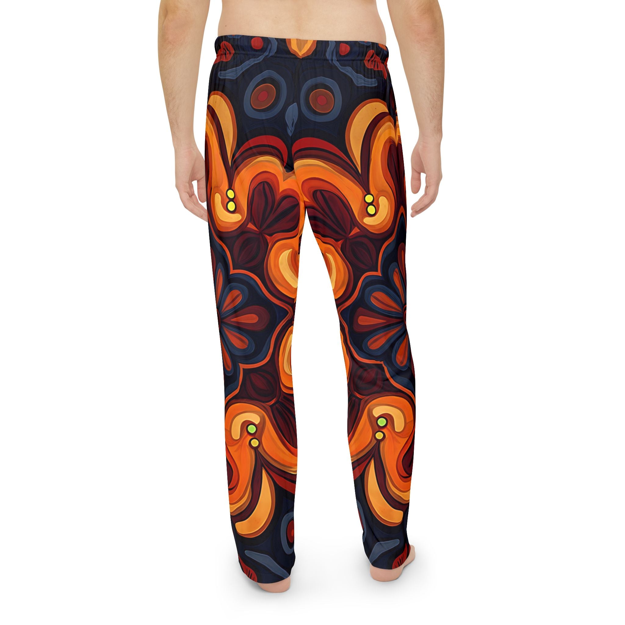 Men's Lounging Pajama Pants - Colorful Retro Floral Design for Cozy Nights