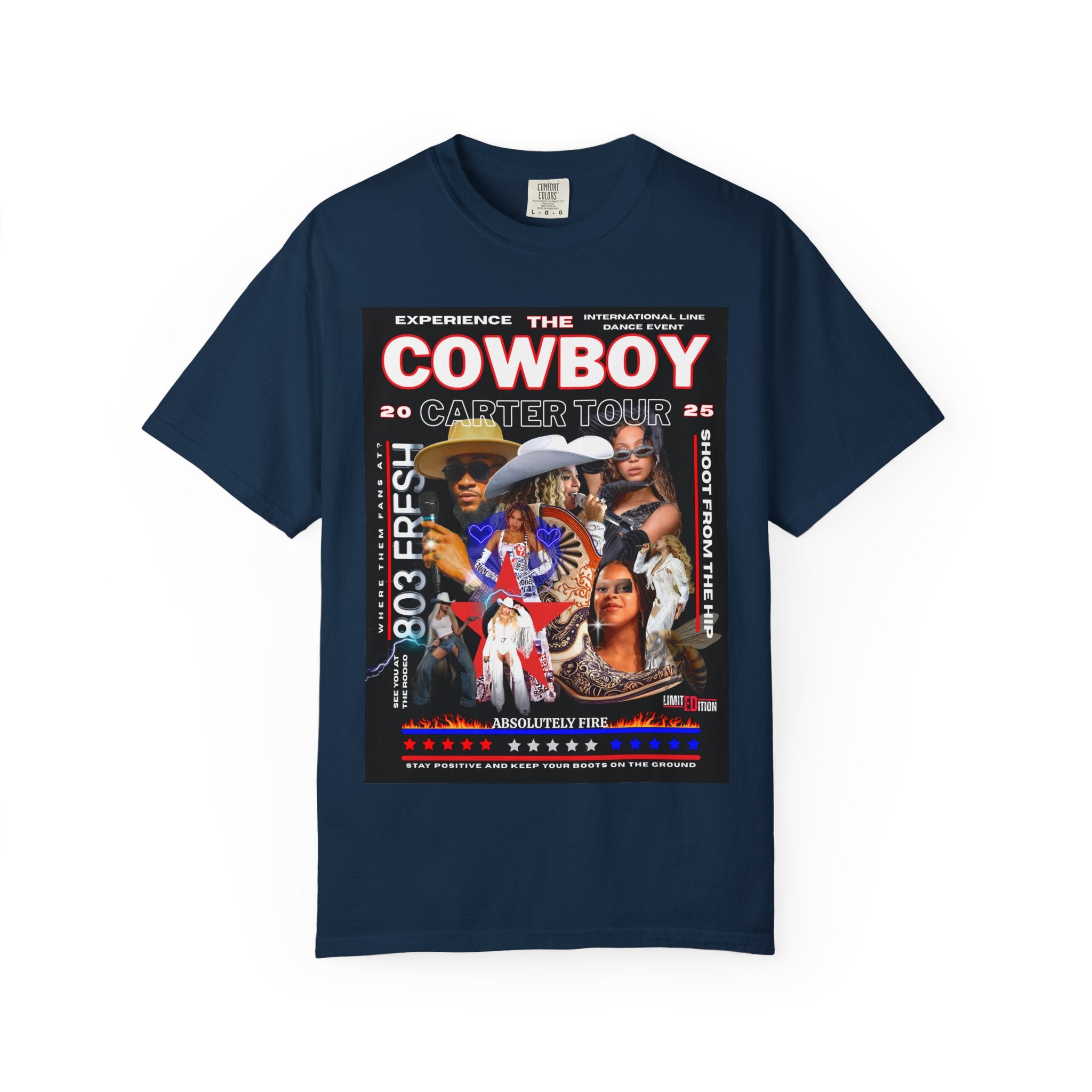 Retro Concert T-Shirt, Cowboy Tour Apparel, Vintage Band Tee, Music Festival Shirt, Unisex Garment-Dyed Top - Angel Body