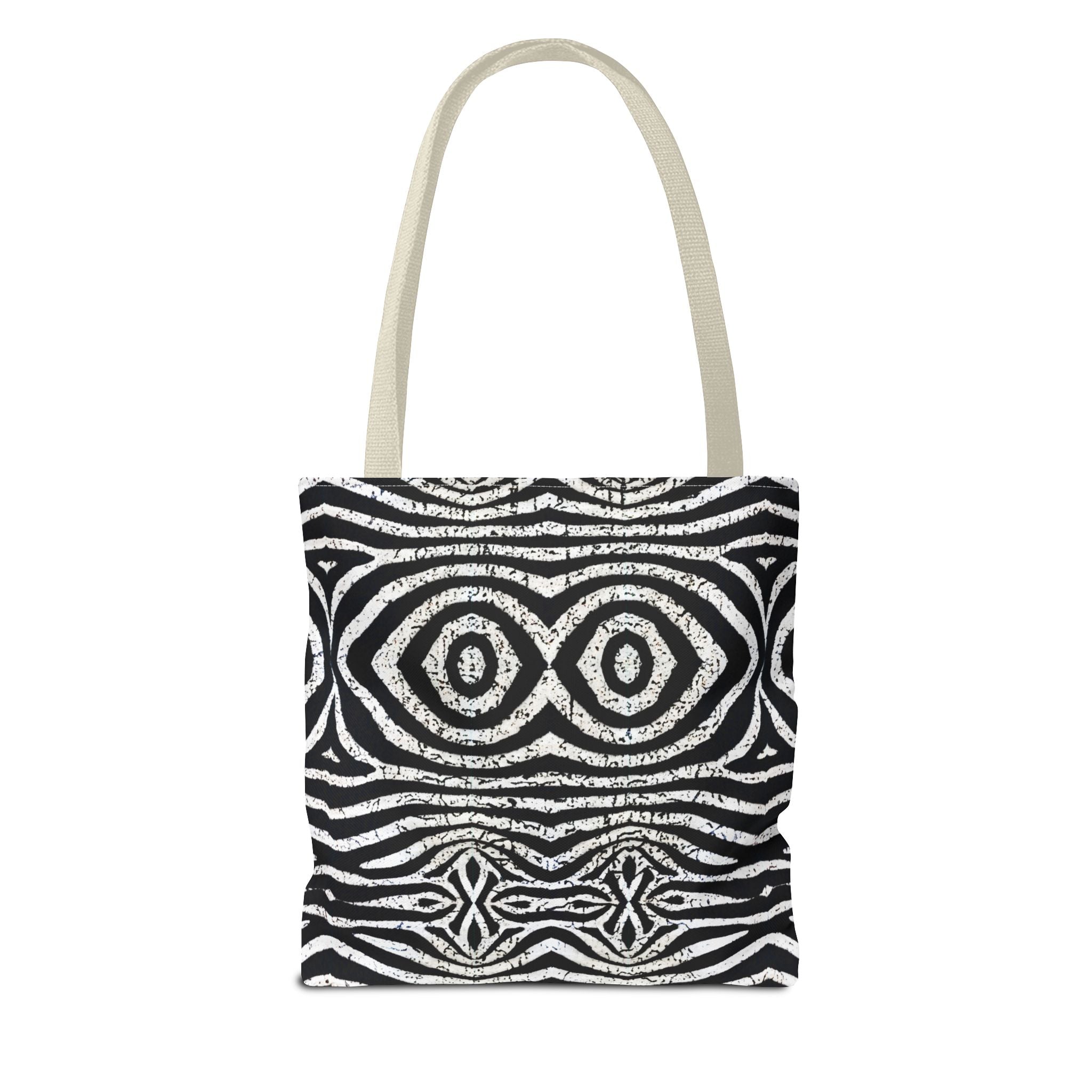 Trendy Black and White Tote Bag with Abstract Pattern | Stylish and Versatile Carryall