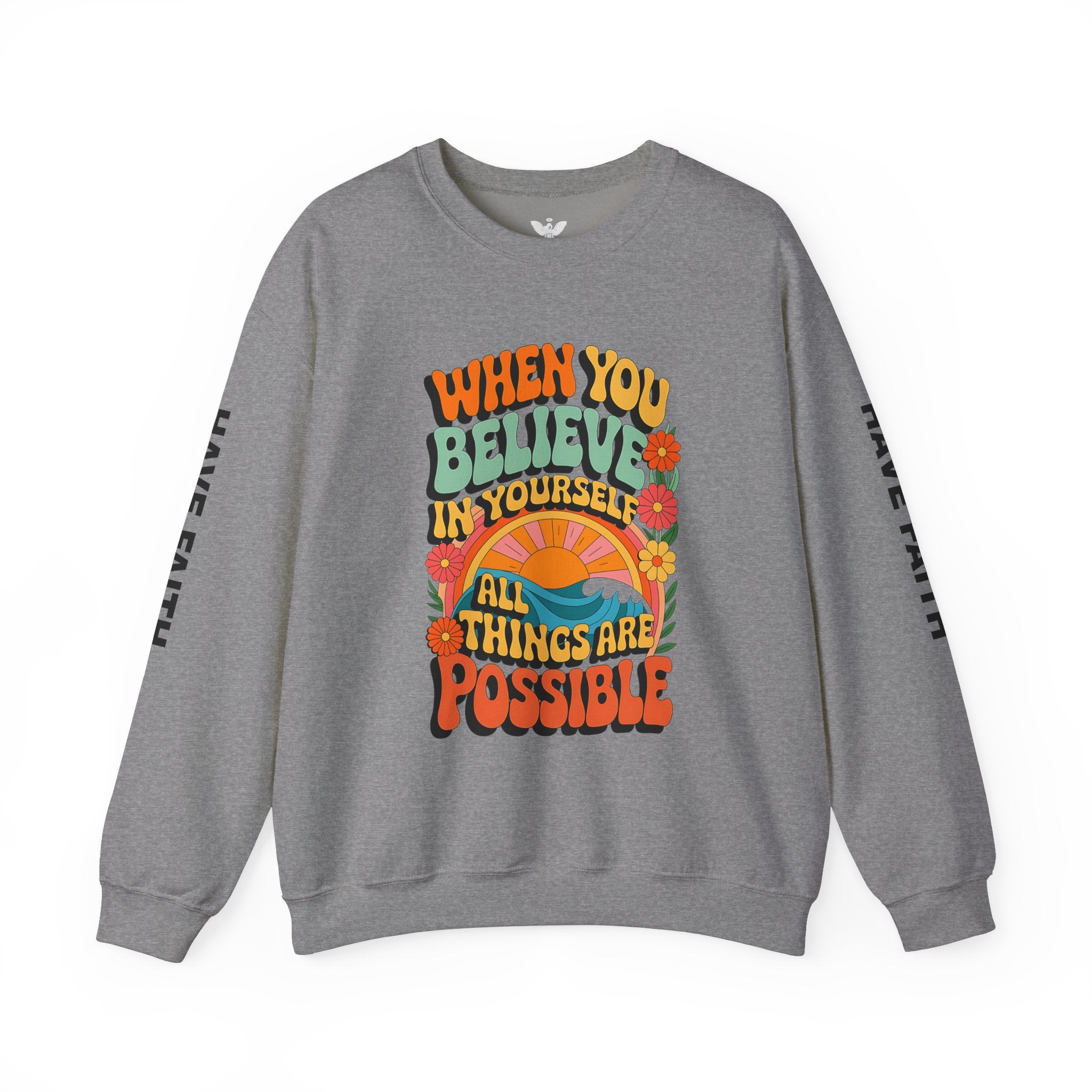 Inspirational Crewneck Sweatshirt - "Believe in Yourself" - Unisex Heavy Blend™