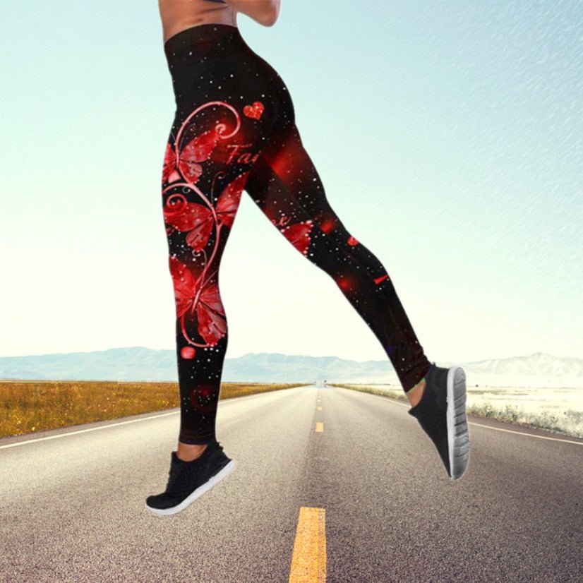 Autumn Butterfly High Waist Yoga legging - Angel Body