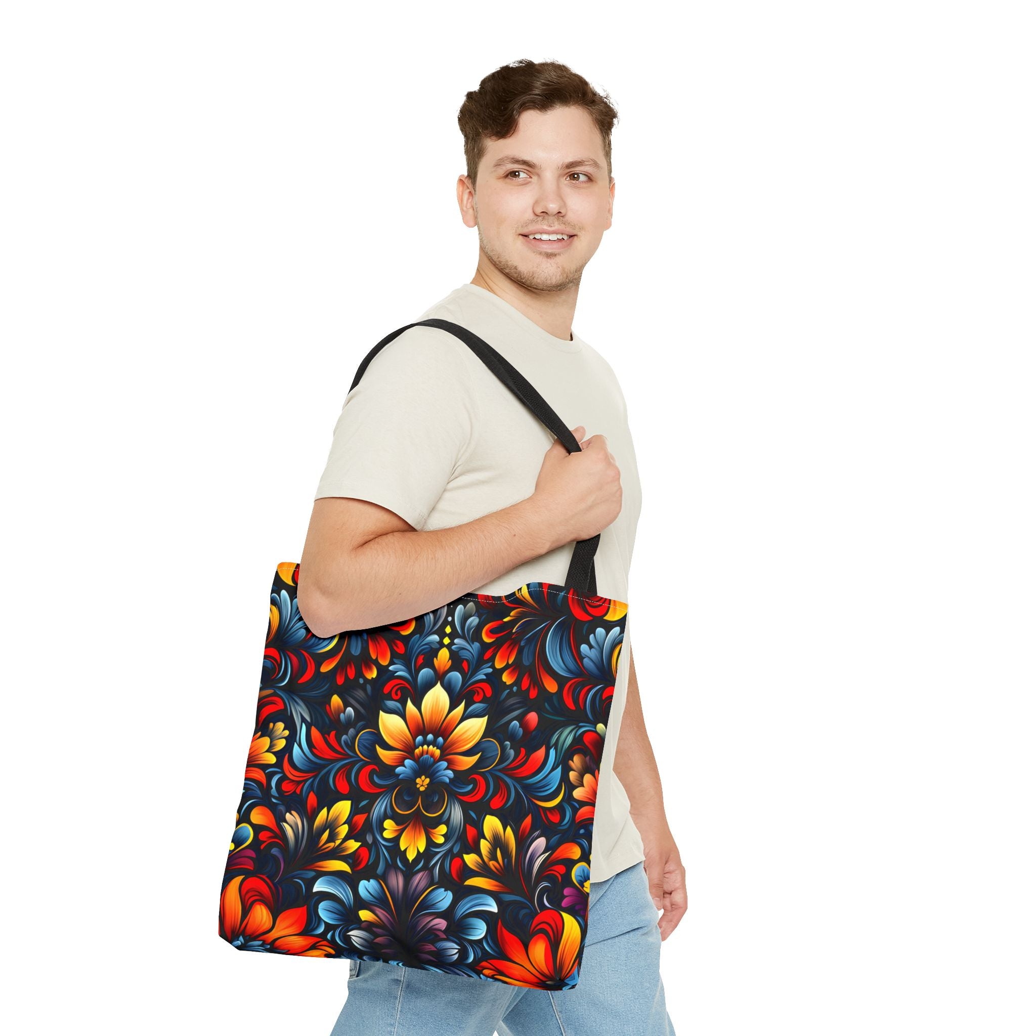 Vibrant Floral Tote Bag - Colorful Pattern for Everyday Use