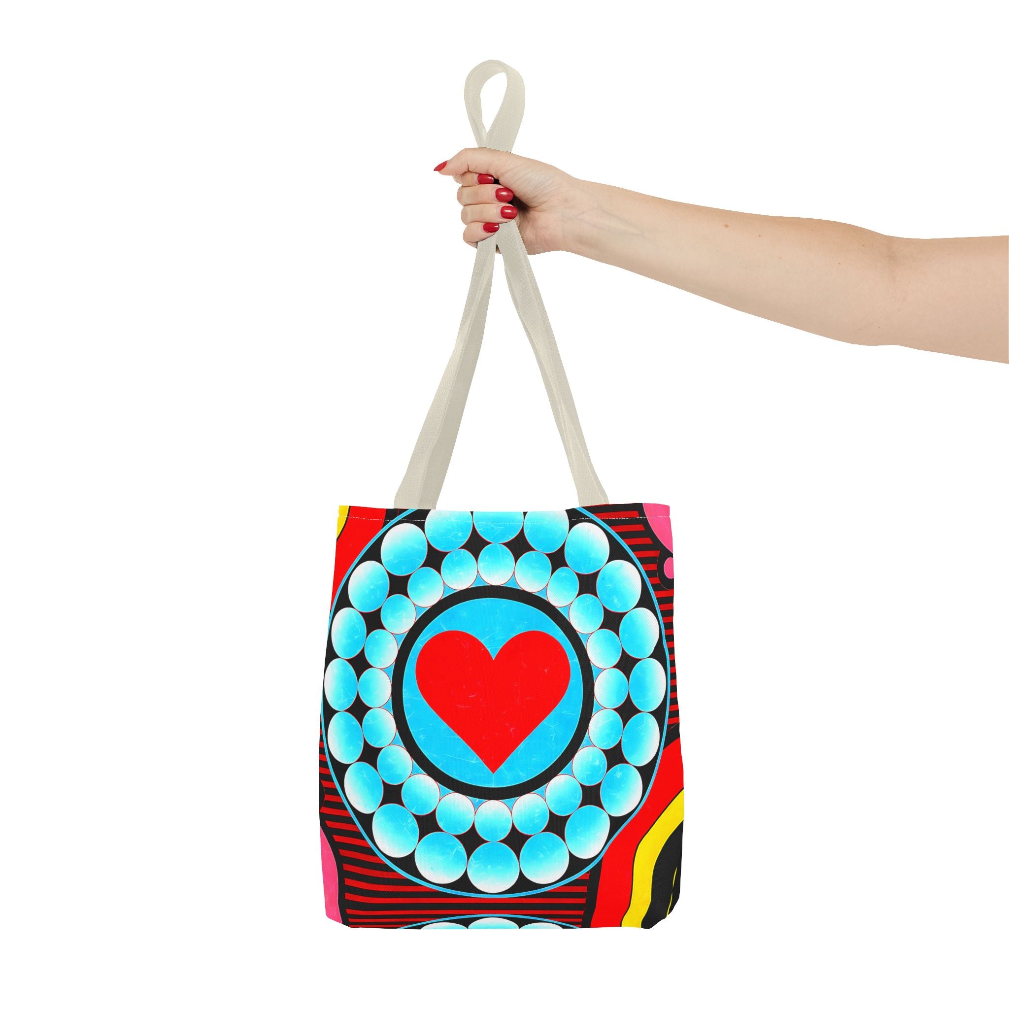 Colorful Heart Pattern Tote Bag - Perfect for Love and Festivals