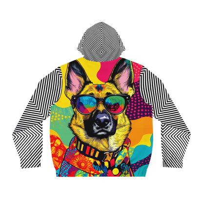 Full-Zip Hoodie with Abstract Pattern &amp; German Shepard, Stylish Layer for Every Occasion