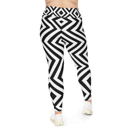 Chic Geometric Plus Size Leggings - Stylish Activewear for Everyday Comfort