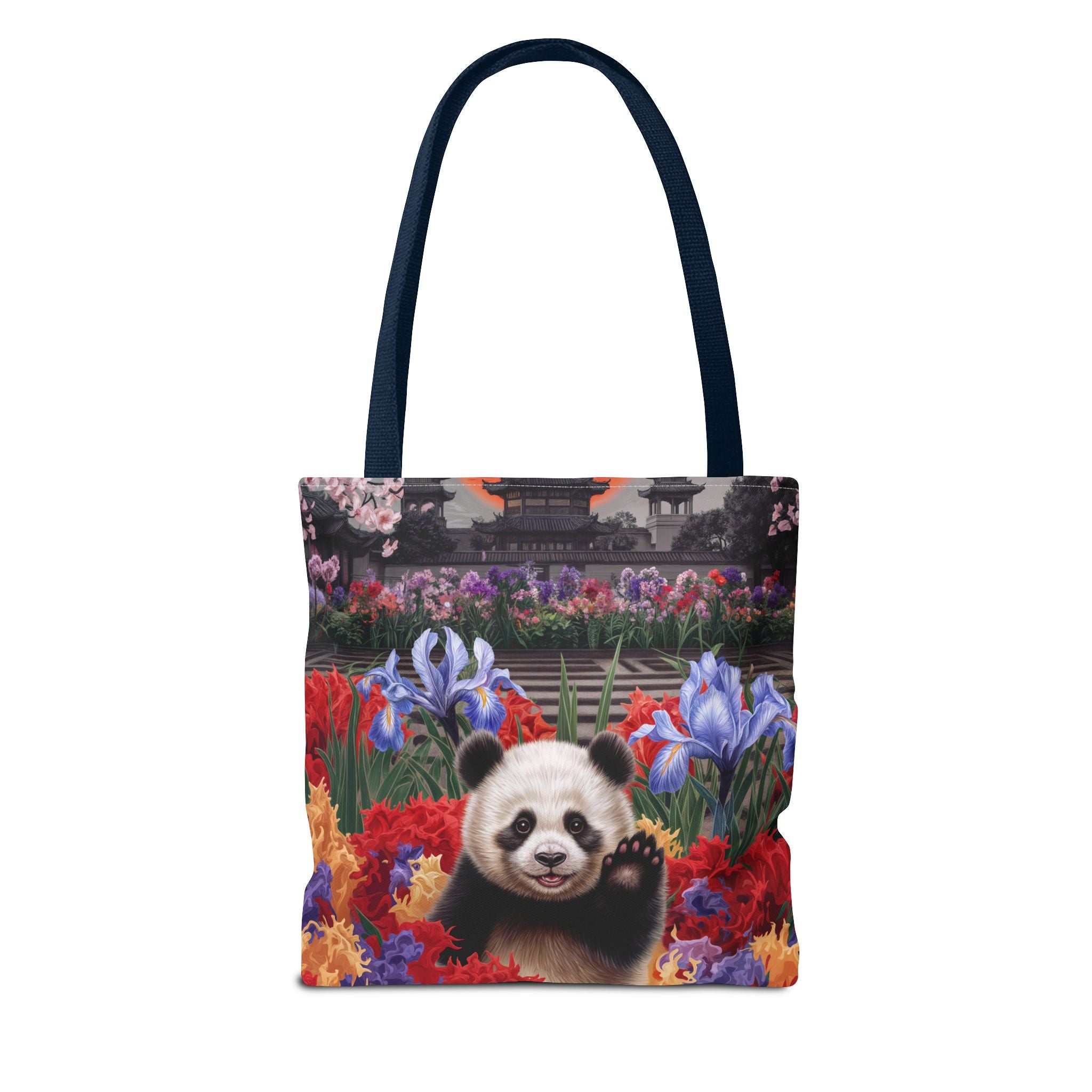 Whimsical Panda Floral Tote Bag - Cute and Colorful Design for Nature Lovers