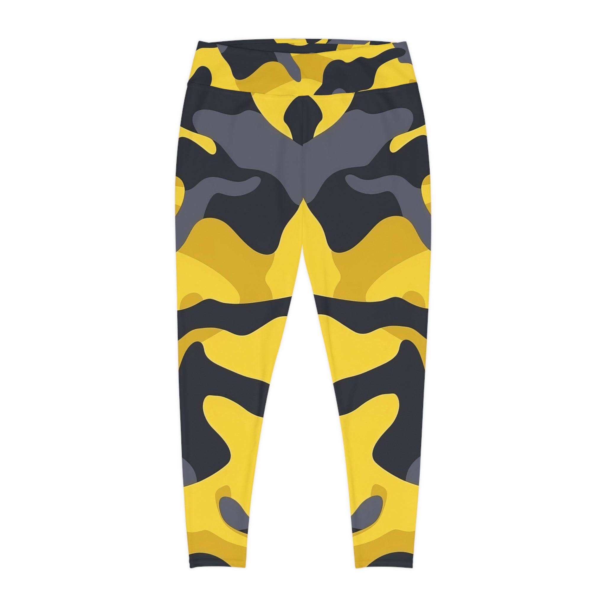 Woman's Bold Yellow Camo Plus Size Leggings - Stylish and Comfortable Activewear