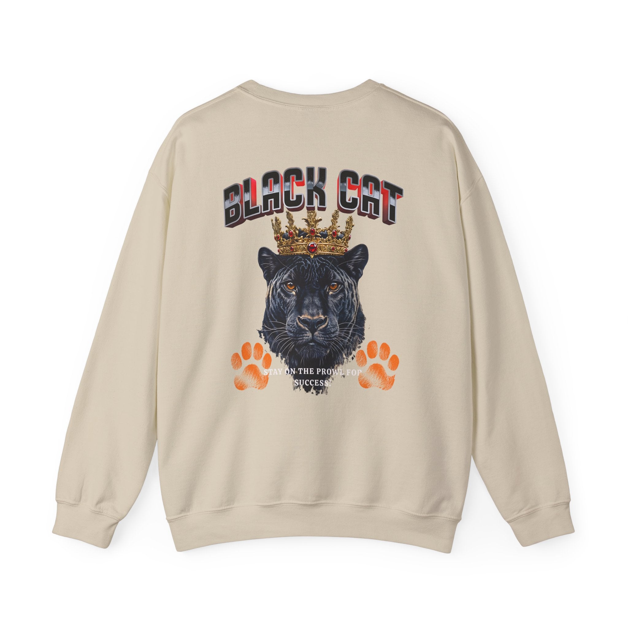 Black Cat Crowned Sweatshirt - Unisex Heavy Blend™, Stay on the Prowl for Success!