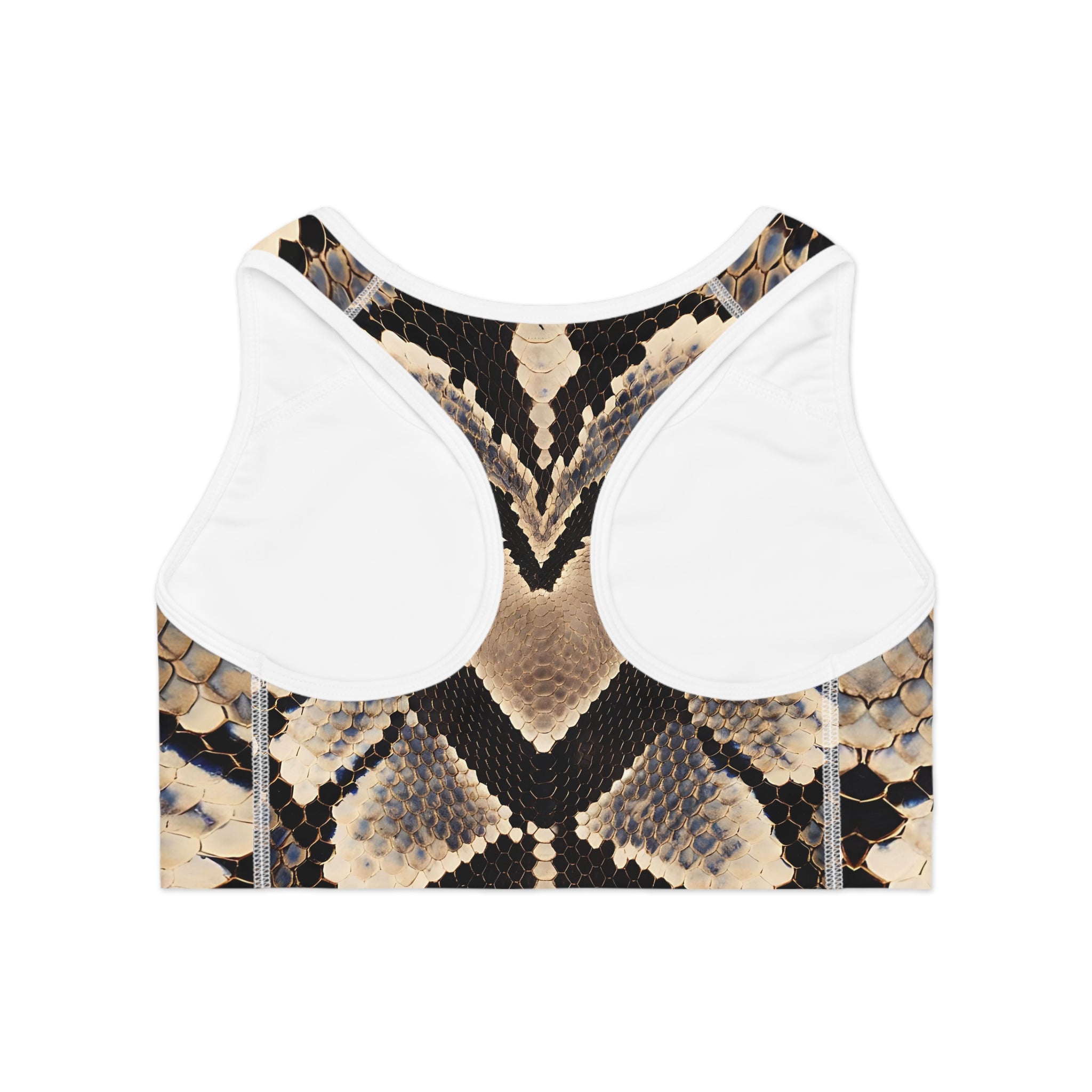 Heart Shaped Snake Print Sports Bra – Stylish Workout Gear for Fitness Enthusiasts