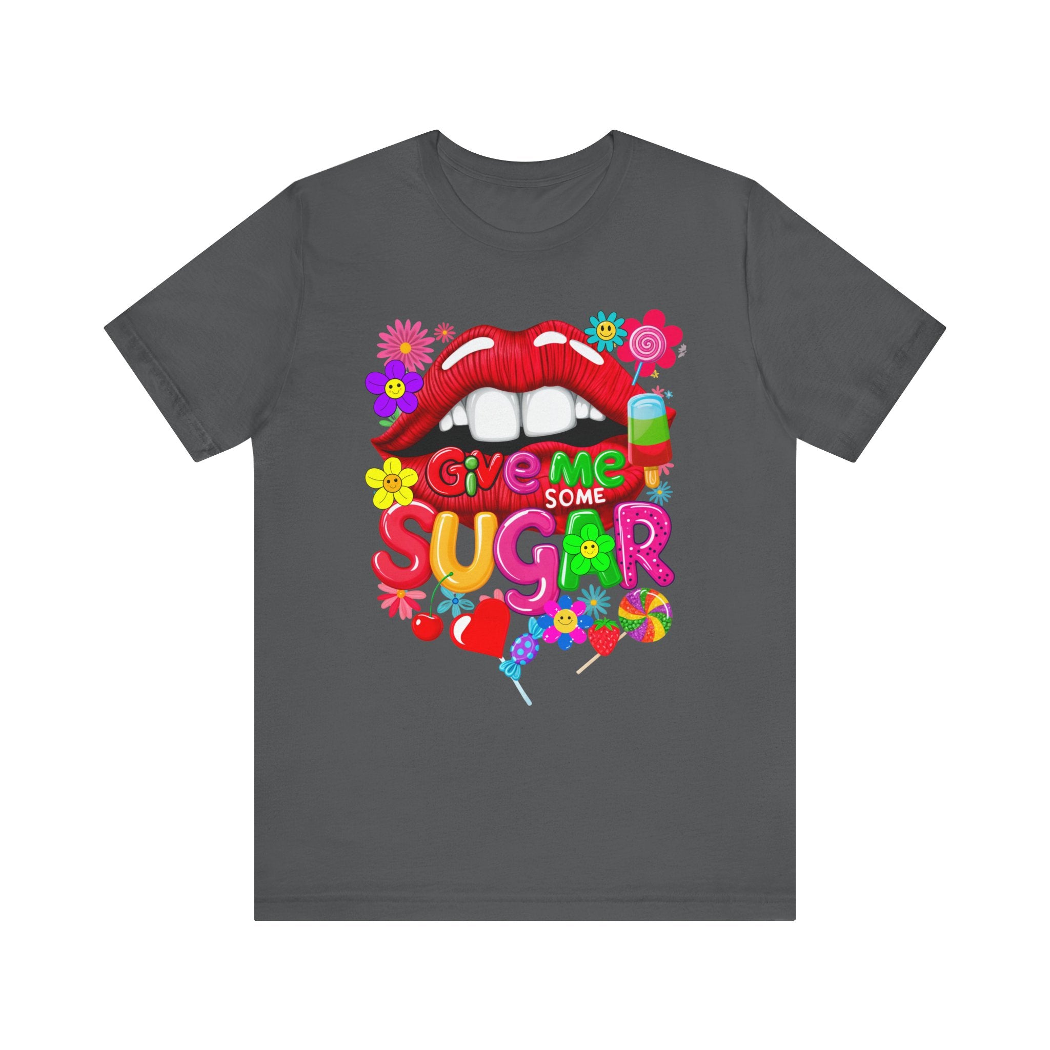 Graphic Tee with Red Sugar Lip and Eye Candy Design