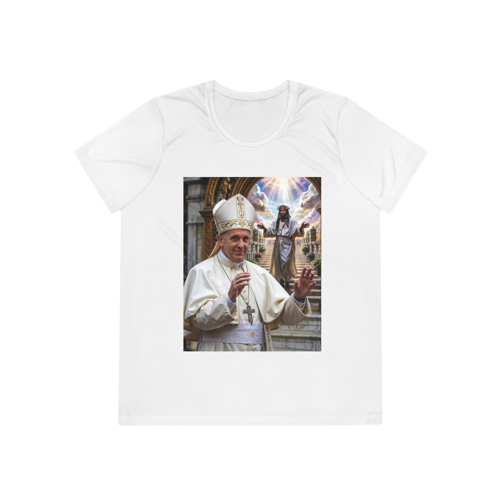 Pope-Inspired Ladies Competitor Tee - Faith & Inspiration Graphic Tee - Angel Body
