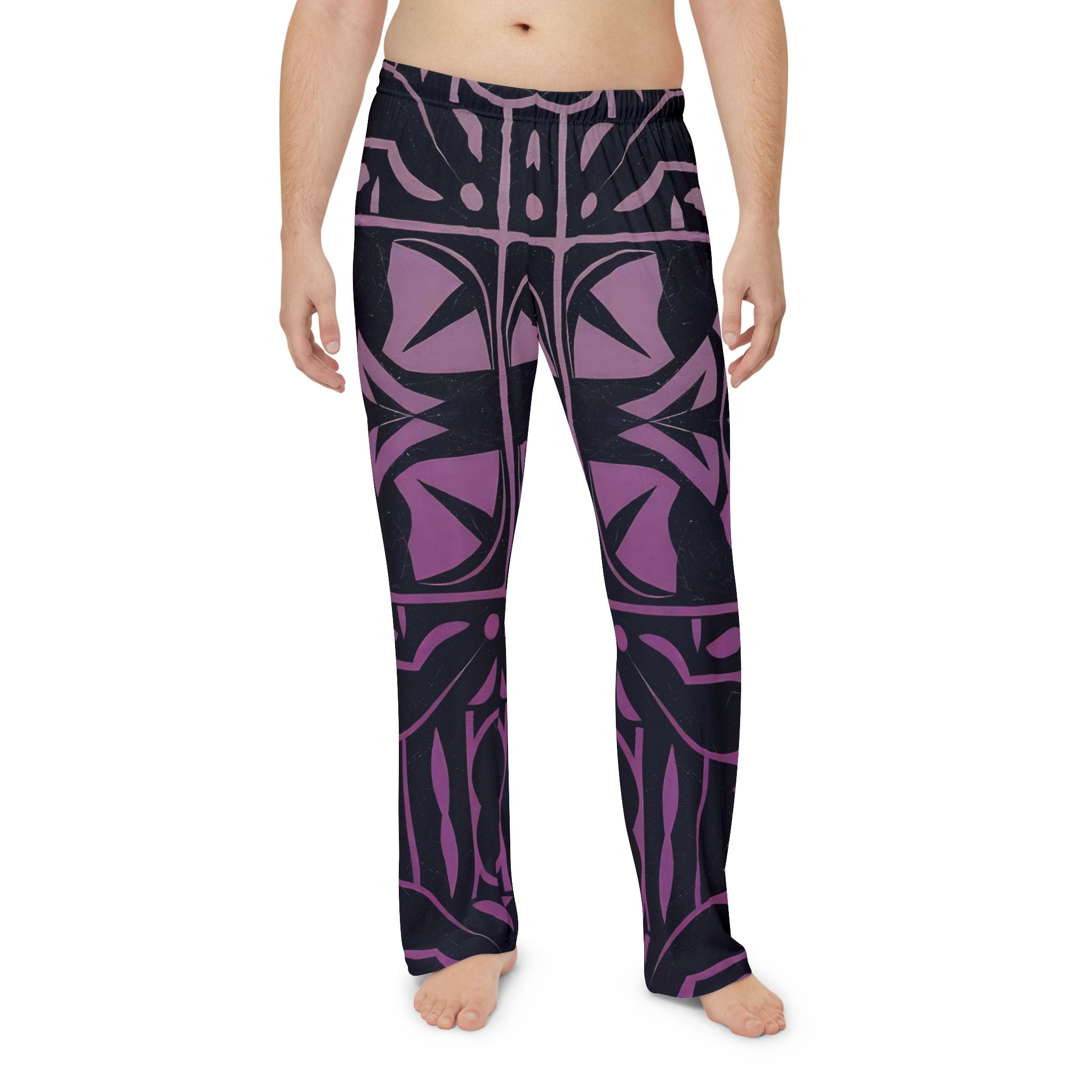 Men's Pajama Pants with Unique Geometric Design - Comfortable Loungewear for Relaxation and Sleep