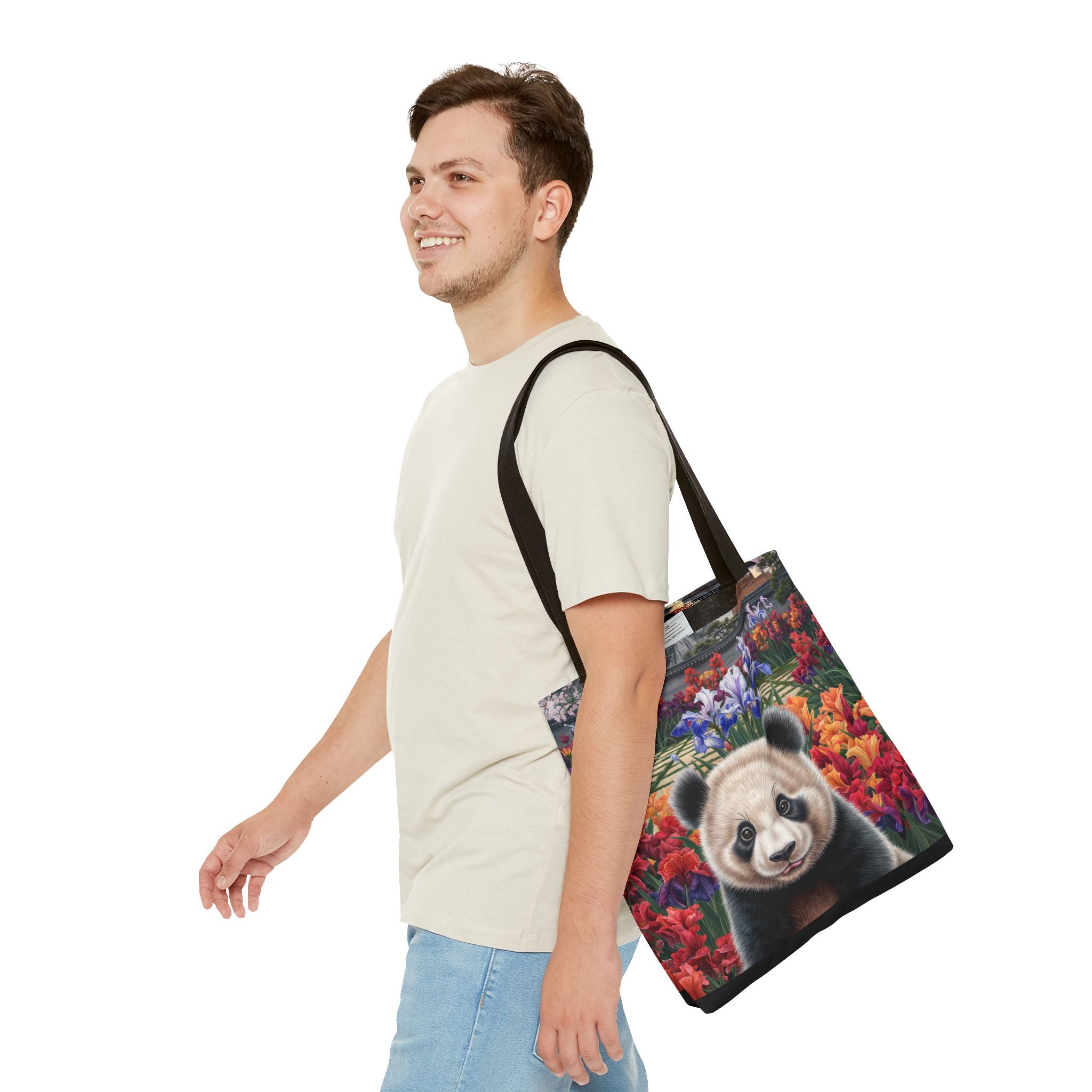 Adorable Panda Tote Bag - Floral Design for Animal Lovers