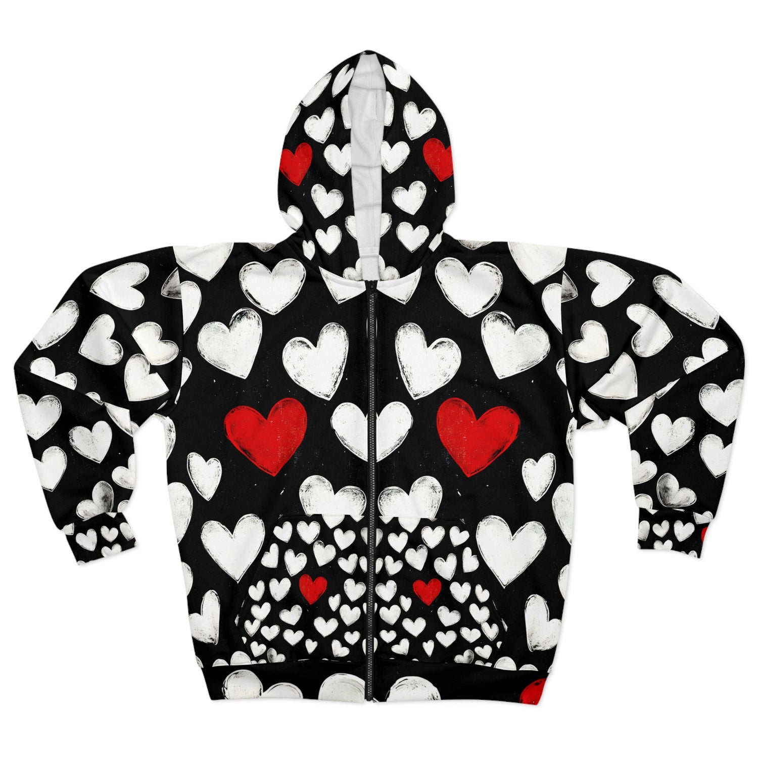 Stylish  Unisex Pattern Unisex Zip Hoodie - Cozy Love Wear for All Occasions