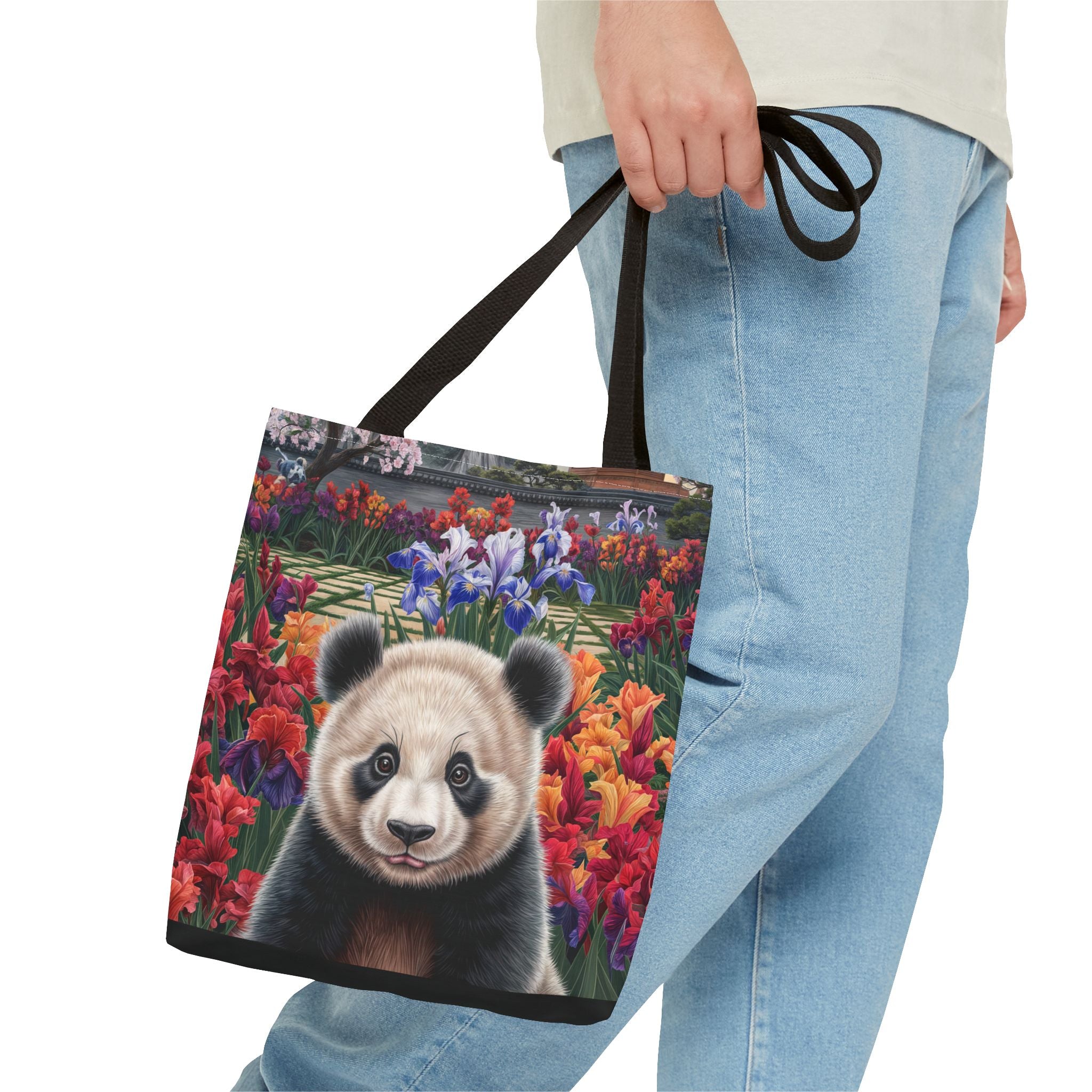 Adorable Panda Tote Bag - Floral Design for Animal Lovers