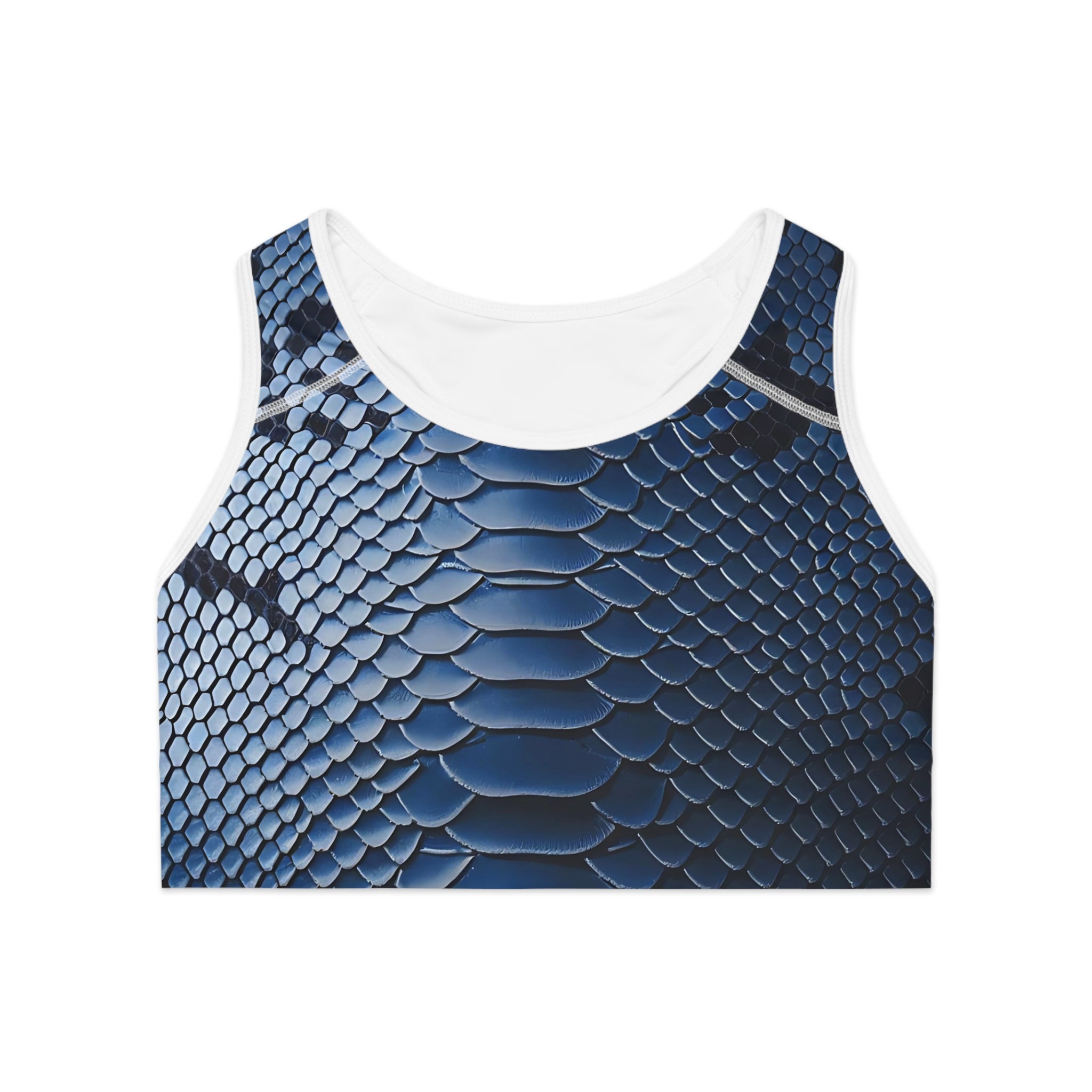 Fierce Blue Snake Print Sports Bra for Workout Enthusiasts