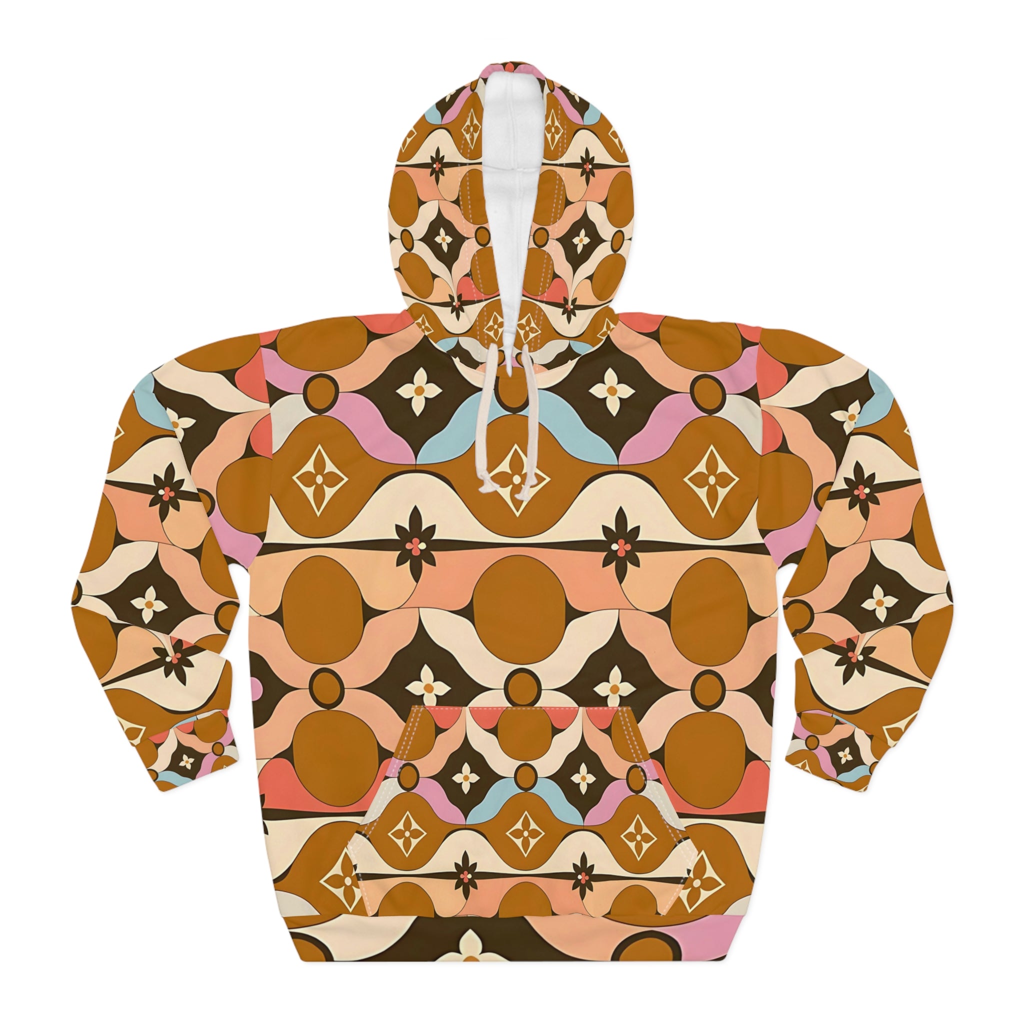 Retro Bohemian Pattern Unisex Pullover Hoodie - Cozy Vintage Vibe - Angel Body