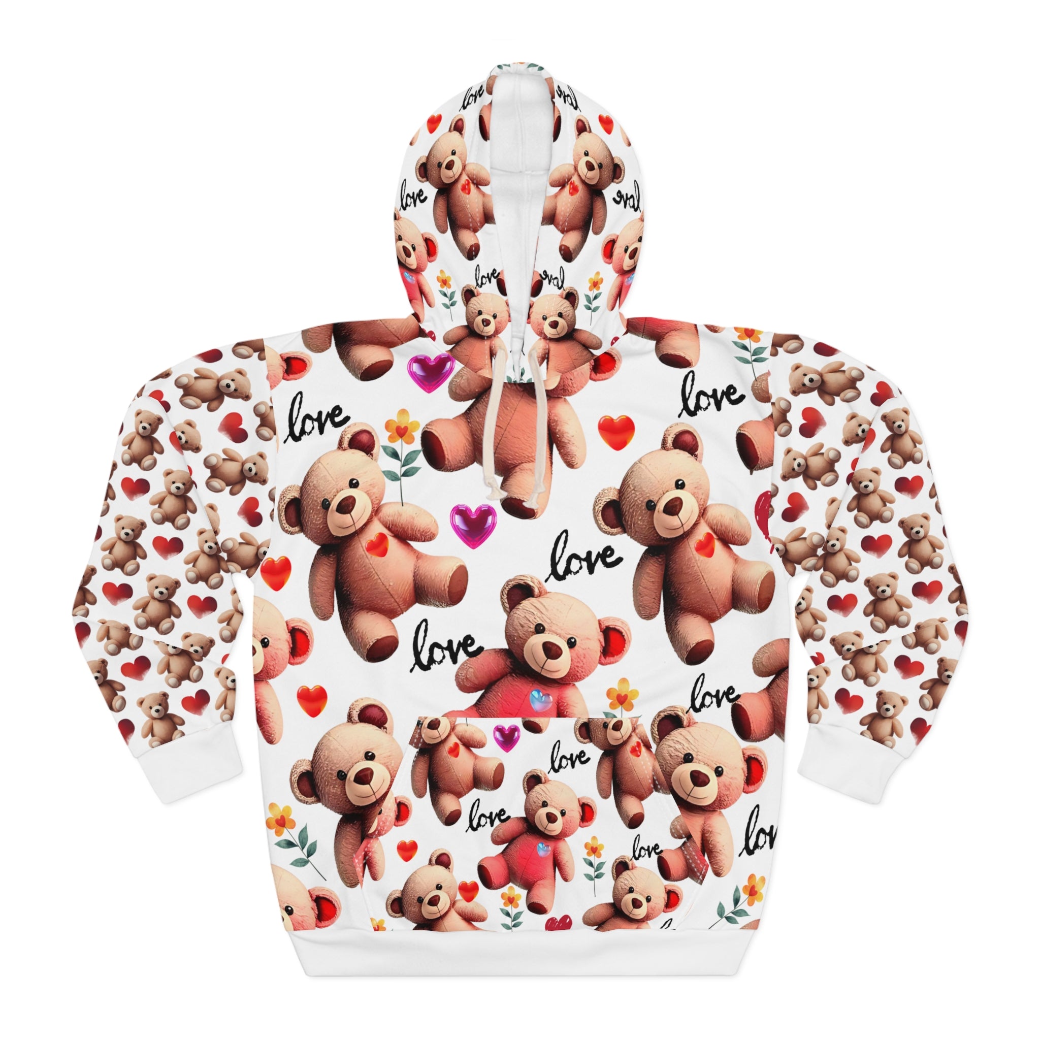 Cute Teddy Bear Love Unisex Pullover Hoodie - Perfect for Valentine’s Day and Cozy Moments