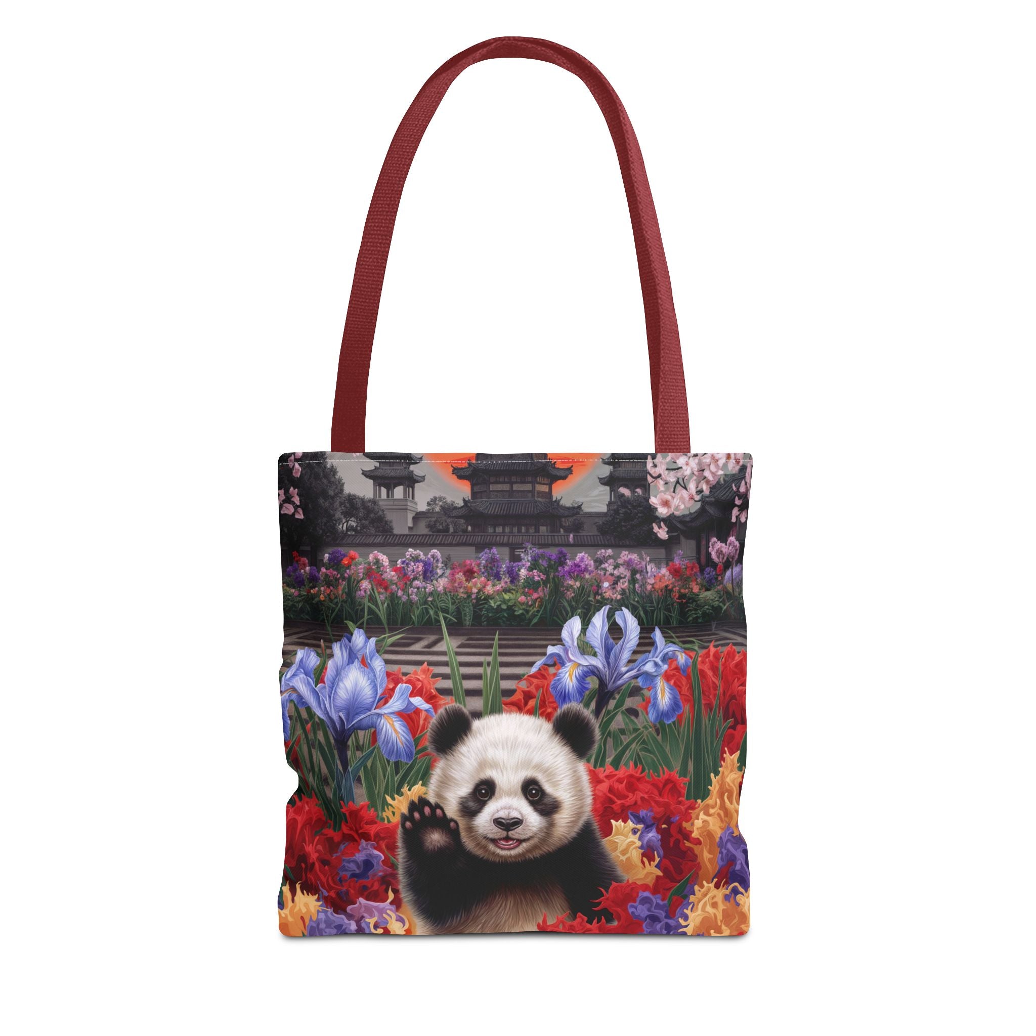 Whimsical Panda Floral Tote Bag - Cute and Colorful Design for Nature Lovers