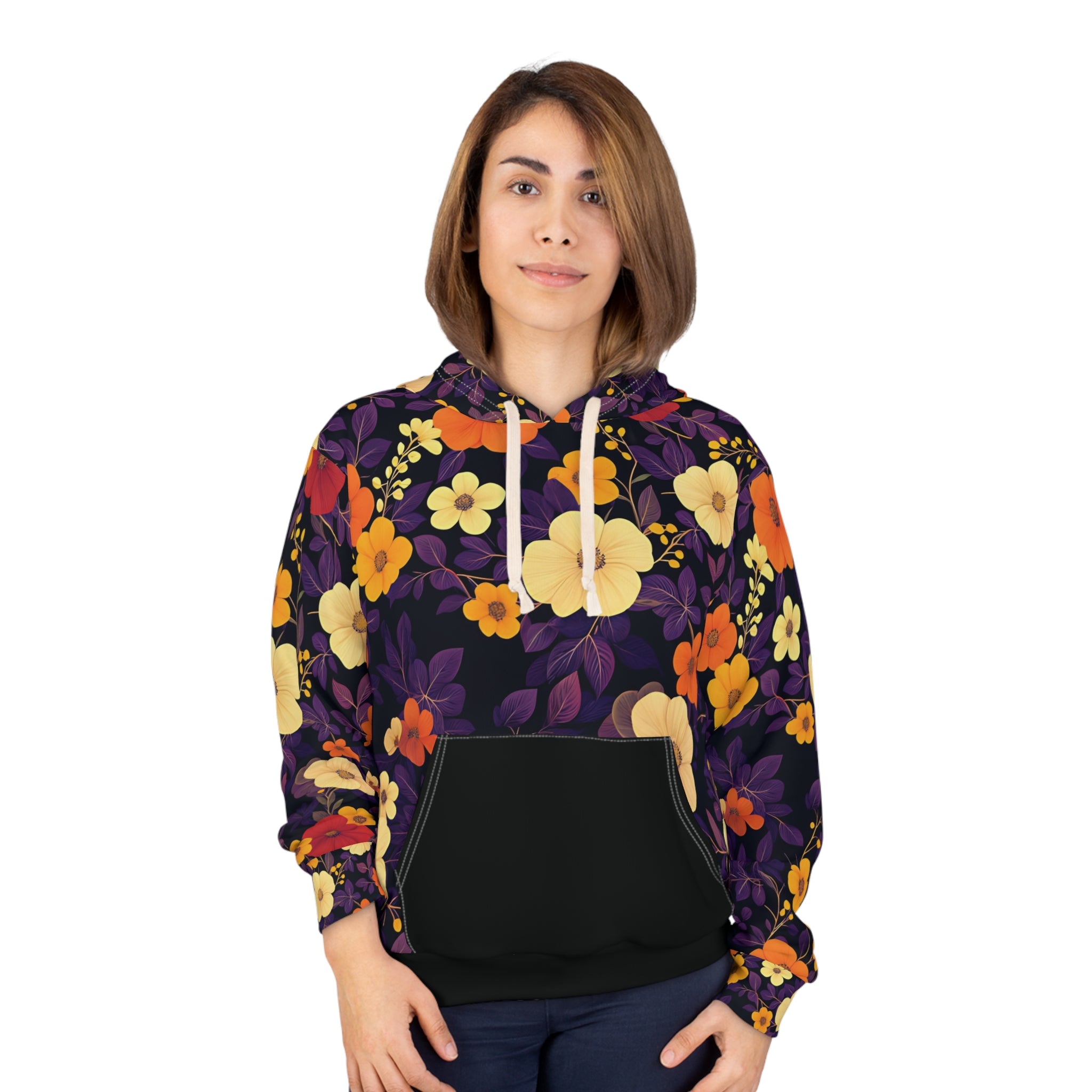 Floral Unisex Pullover Hoodie - Cozy Autumn Vibes, Perfect for Casual Days