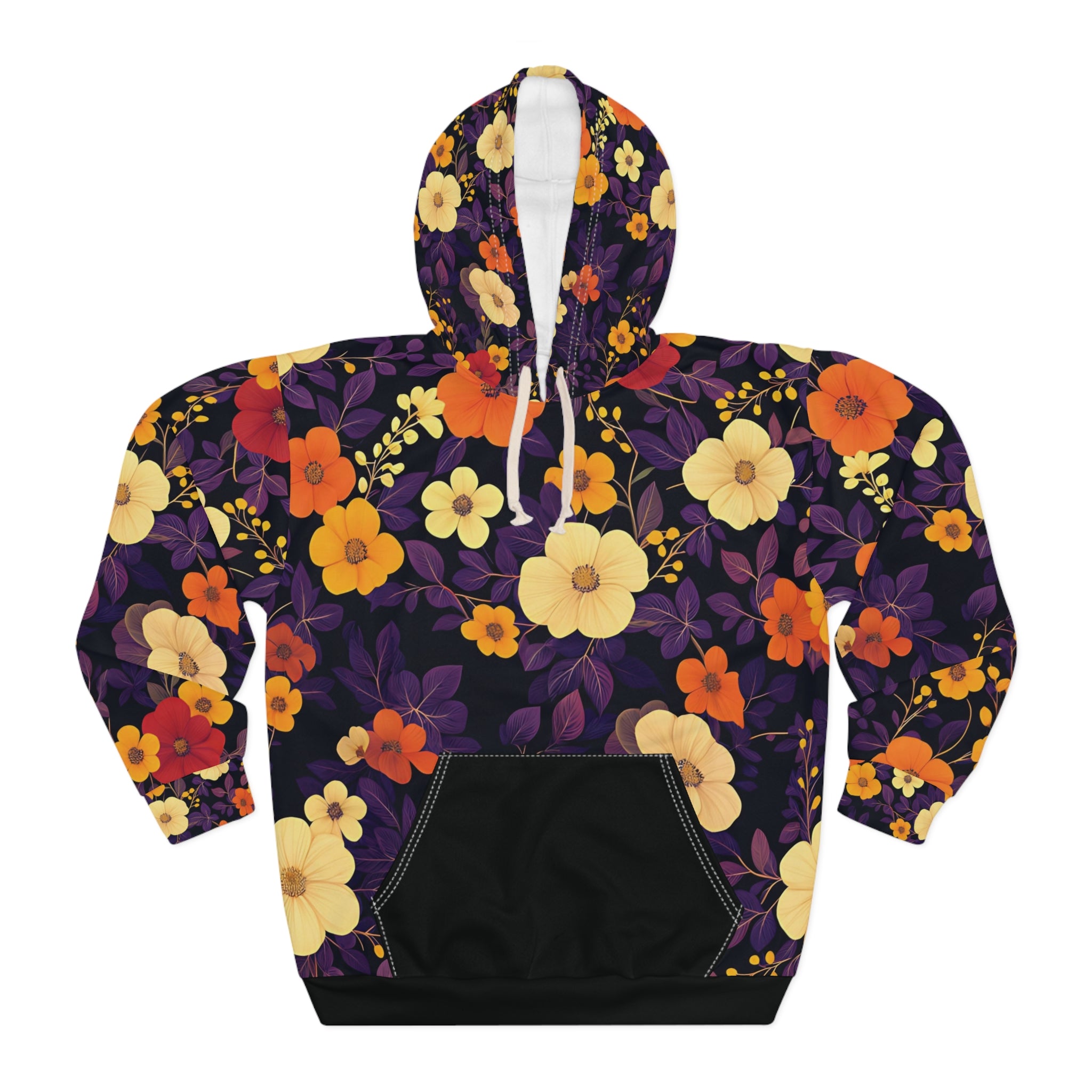 Floral Unisex Pullover Hoodie - Cozy Autumn Vibes, Perfect for Casual Days