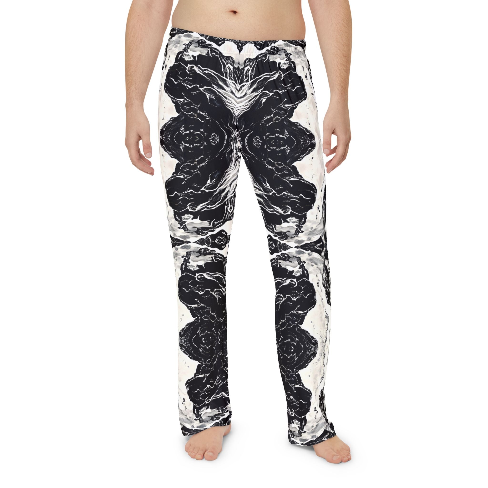 Stylish Men's Pajama Pants - Abstract Black and White Pattern for Comfort and Relaxation