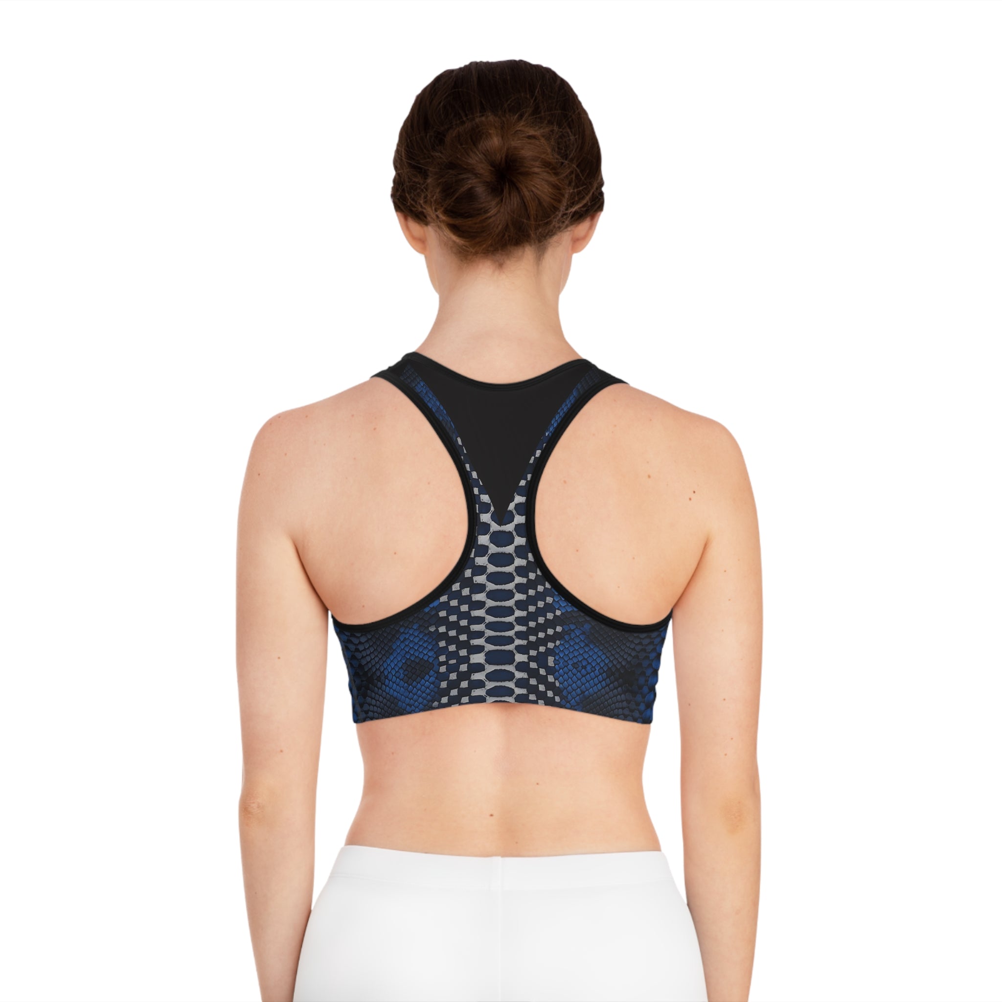 Blue Snake Skin Sports Bra - Stylish & Comfortable Activewear - Angel Body