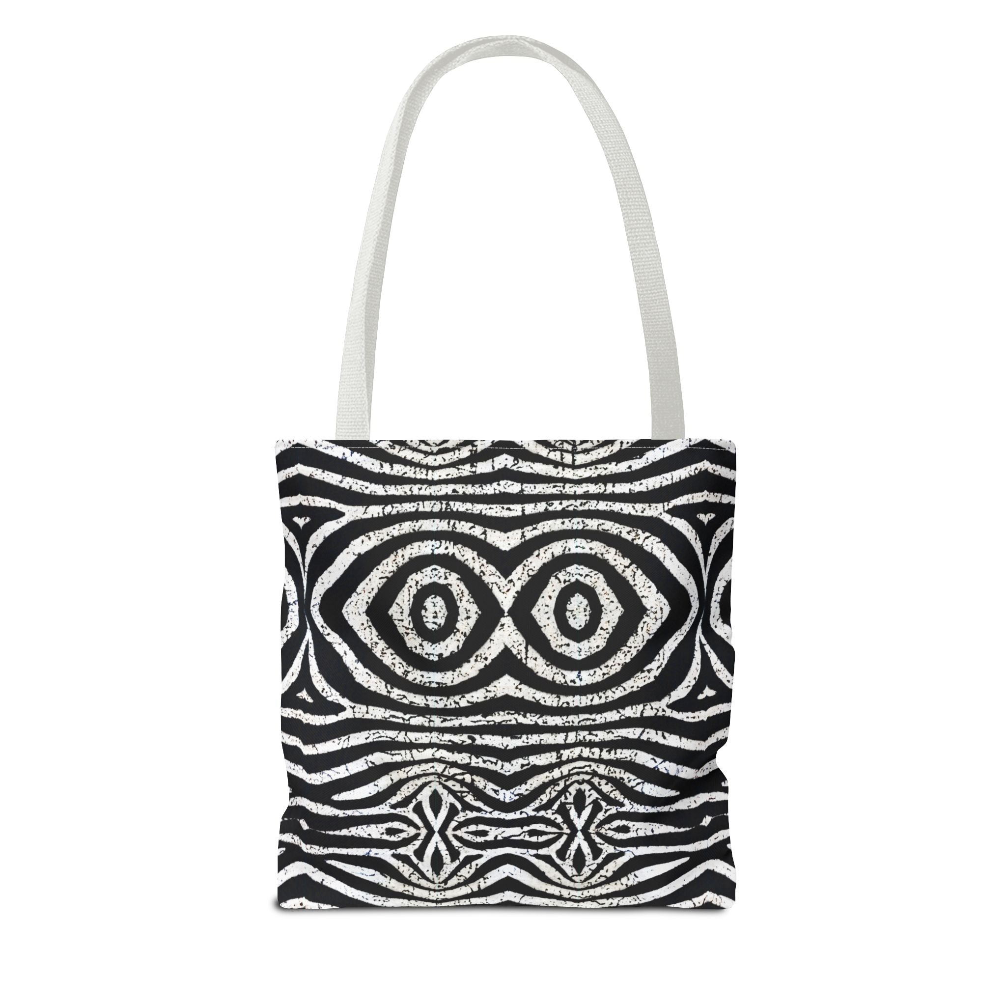 Trendy Black and White Tote Bag with Abstract Pattern | Stylish and Versatile Carryall