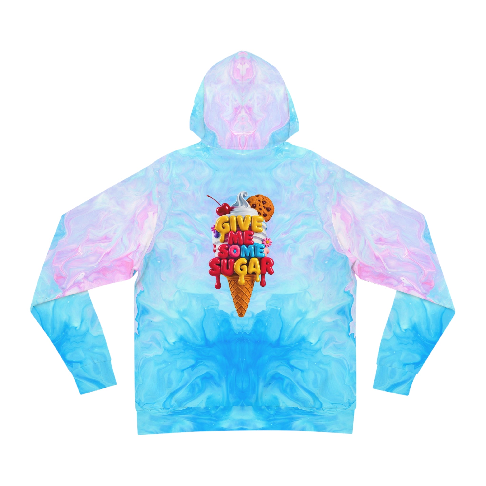 Sugar Rush Marbled Fashion Hoodie - Cool Ocean Vibes with Fun Slogan