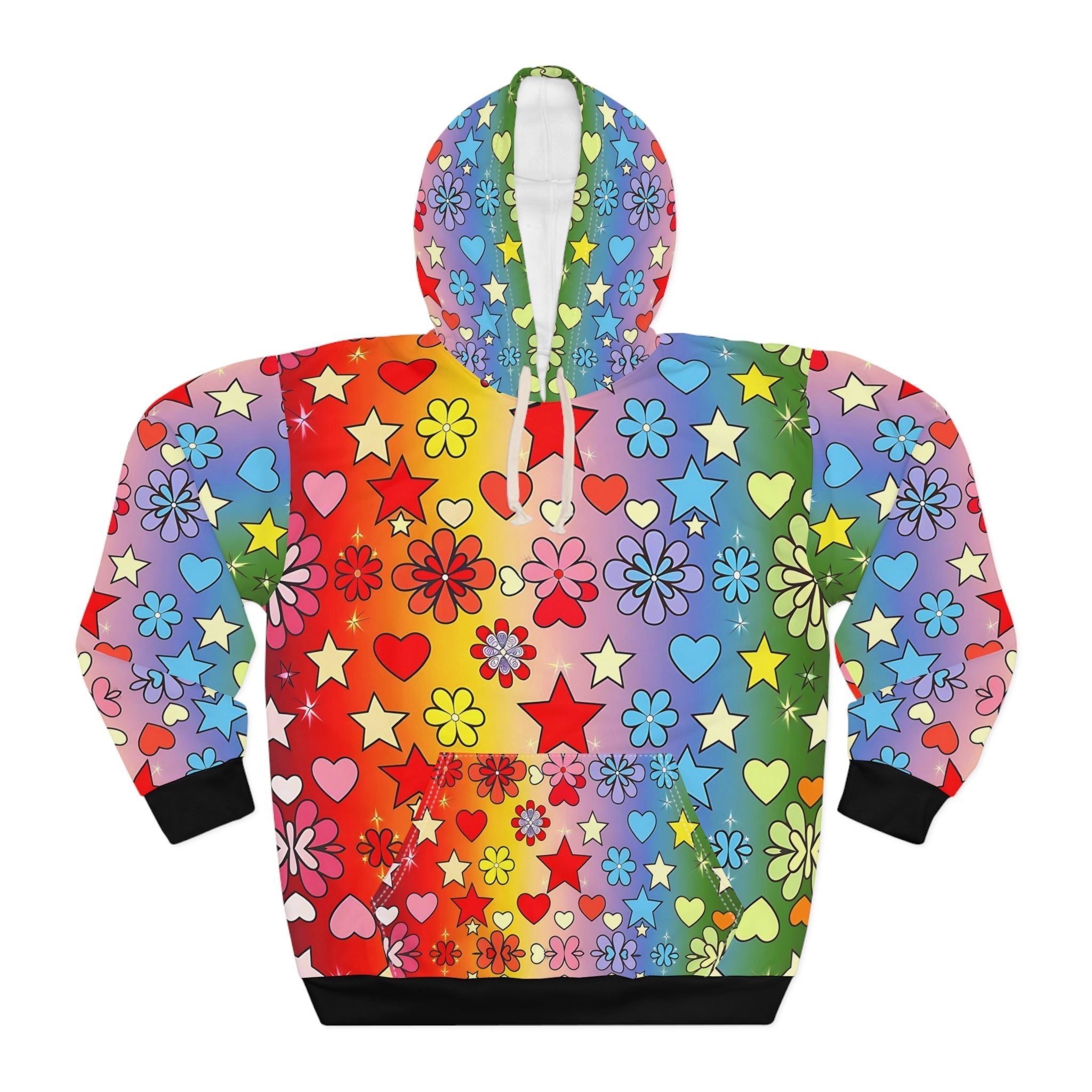 Colorful Floral Heart Hoodie - Angel Body