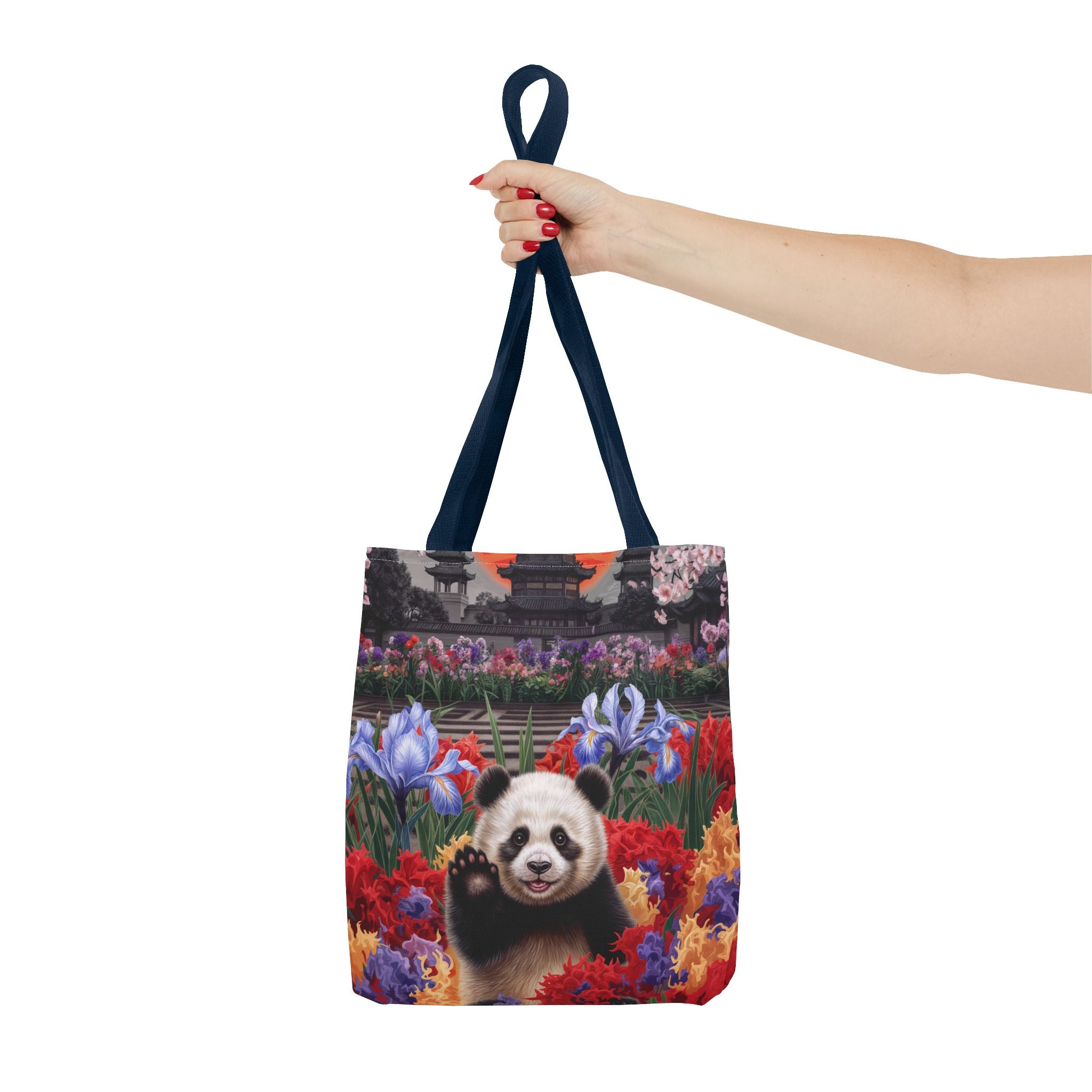 Whimsical Panda Floral Tote Bag - Cute and Colorful Design for Nature Lovers